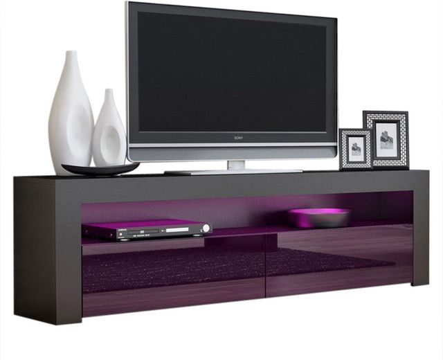 Tv Stand Milano Classic Black Body Modern 65" Tv Stand Led Intended For High Glass Modern Entertainment Tv Stands For Living Room Bedroom (View 10 of 15)