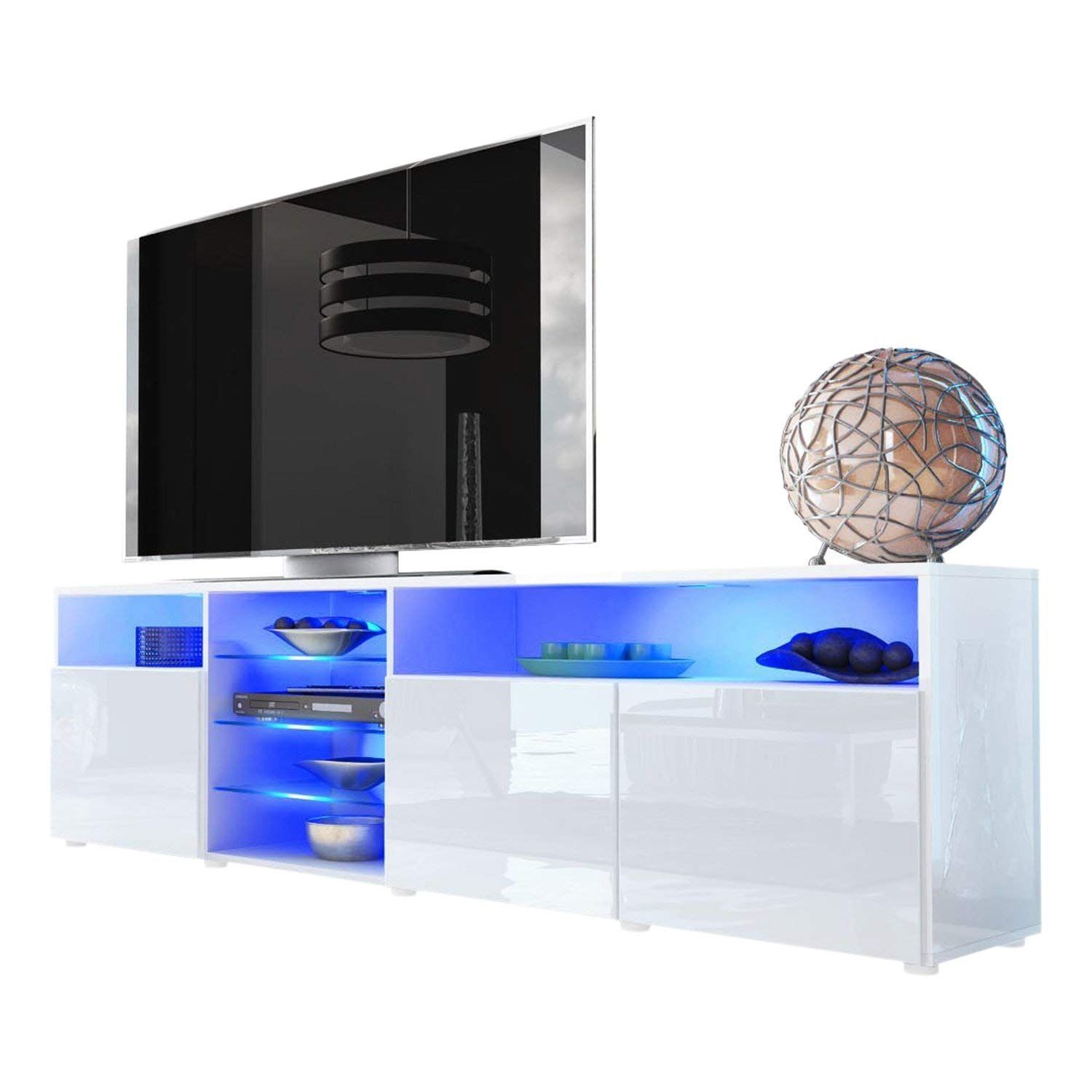 Tv Stand Roma Matte Body High Gloss Doors Modern Tv Stand In White Tv Stand Modern (View 11 of 15)