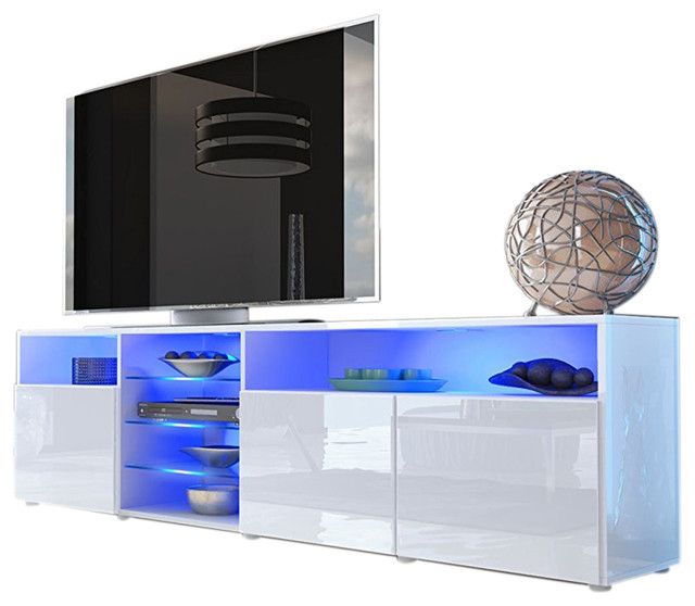 Tv Stand Roma Matte Body High Gloss Doors Modern Tv Stand Inside Milano 200 Wall Mounted Floating Led 79" Tv Stands (View 6 of 15)