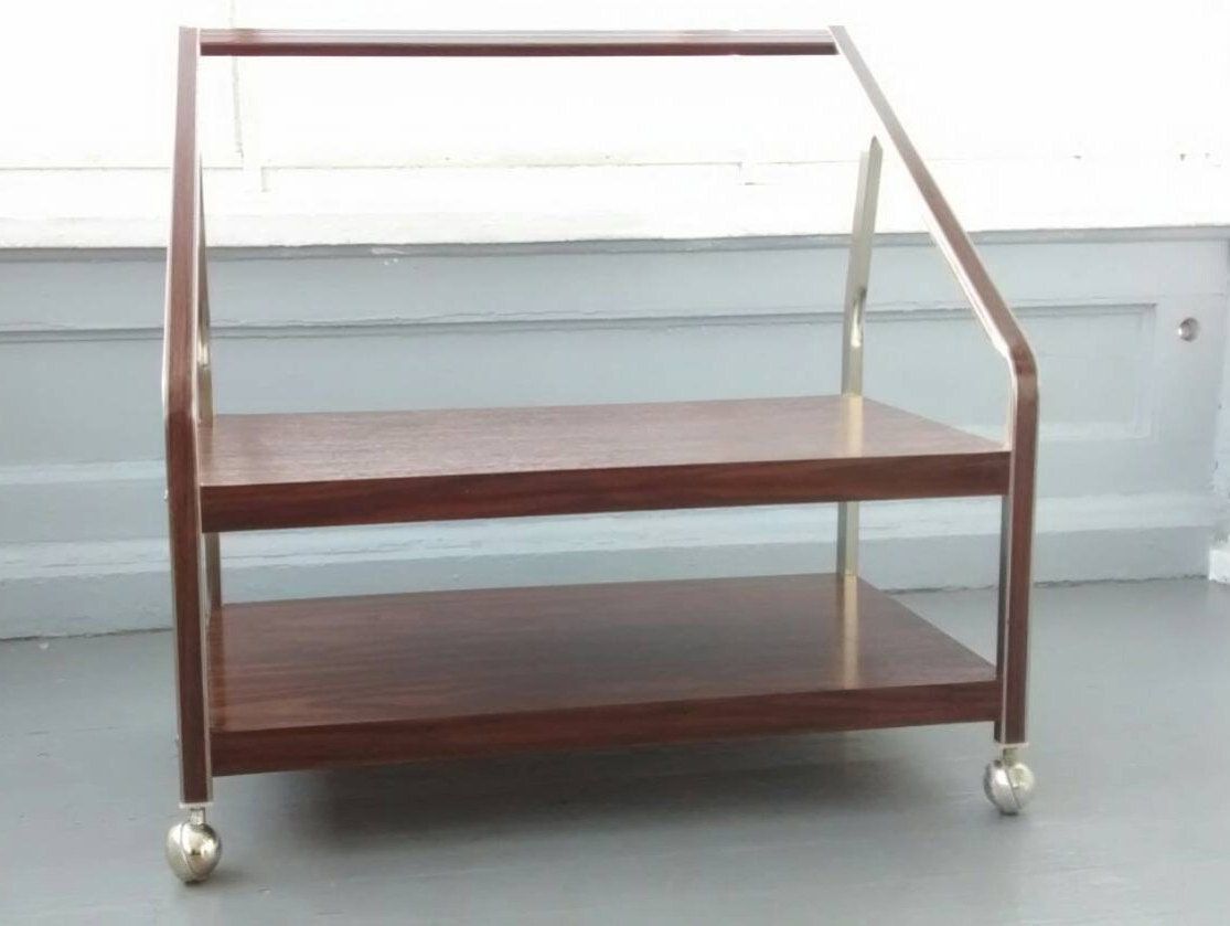 Tv Stand Tv Cart Metal Rolling Tv Stand Vintage Mid Intended For Rolling Tv Stands With Wheels With Adjustable Metal Shelf (Photo 15 of 15)