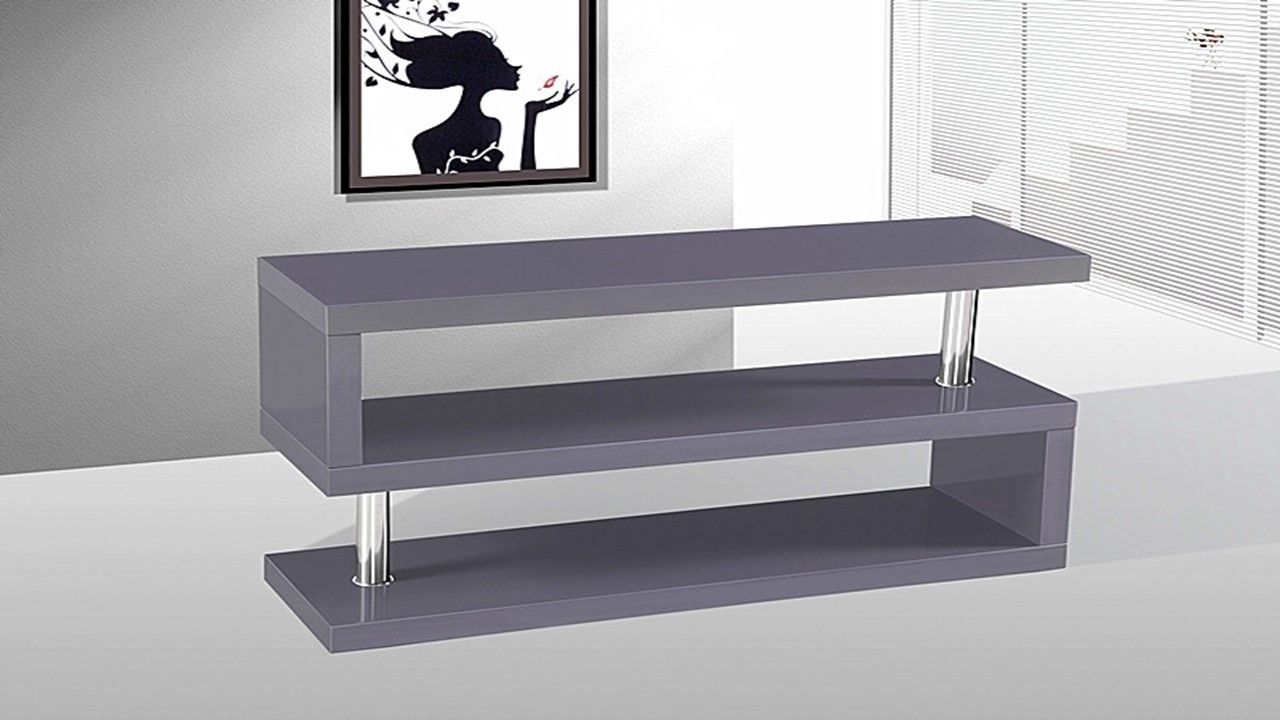 Tv Stand Unit In Grey High Gloss – Homegenies Inside Black Gloss Corner Tv Stand (View 15 of 15)