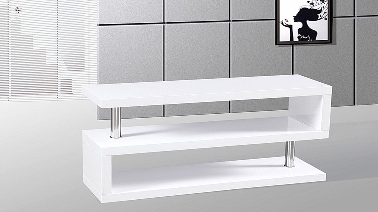 Tv Stand Unit In White High Gloss – Homegenies For Gloss Tv Stands (View 14 of 15)