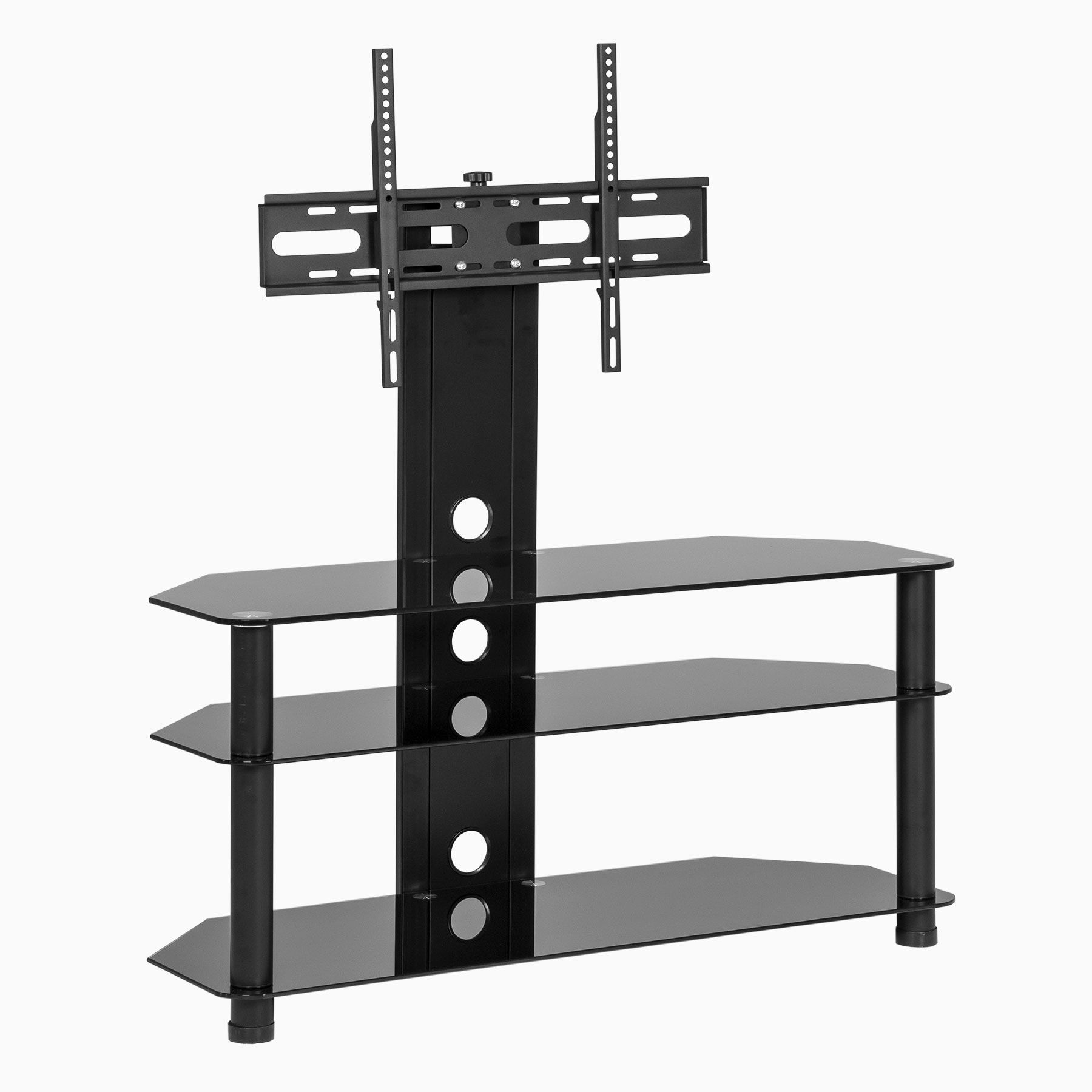 Tv Stand With Mount| Black Glass Cantilever Tv Stand For Black Glass Tv Cabinet (View 9 of 15)