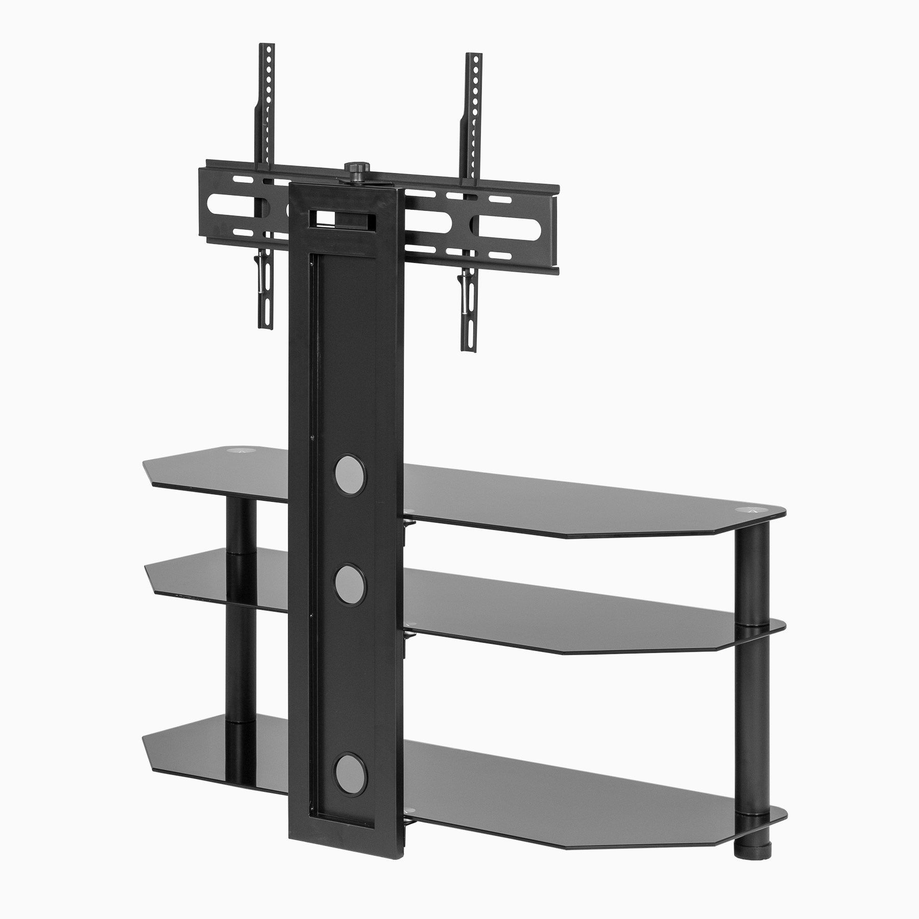 Tv Stand With Mount| Black Glass Cantilever Tv Stand Intended For Cantilever Glass Tv Stand (View 7 of 15)