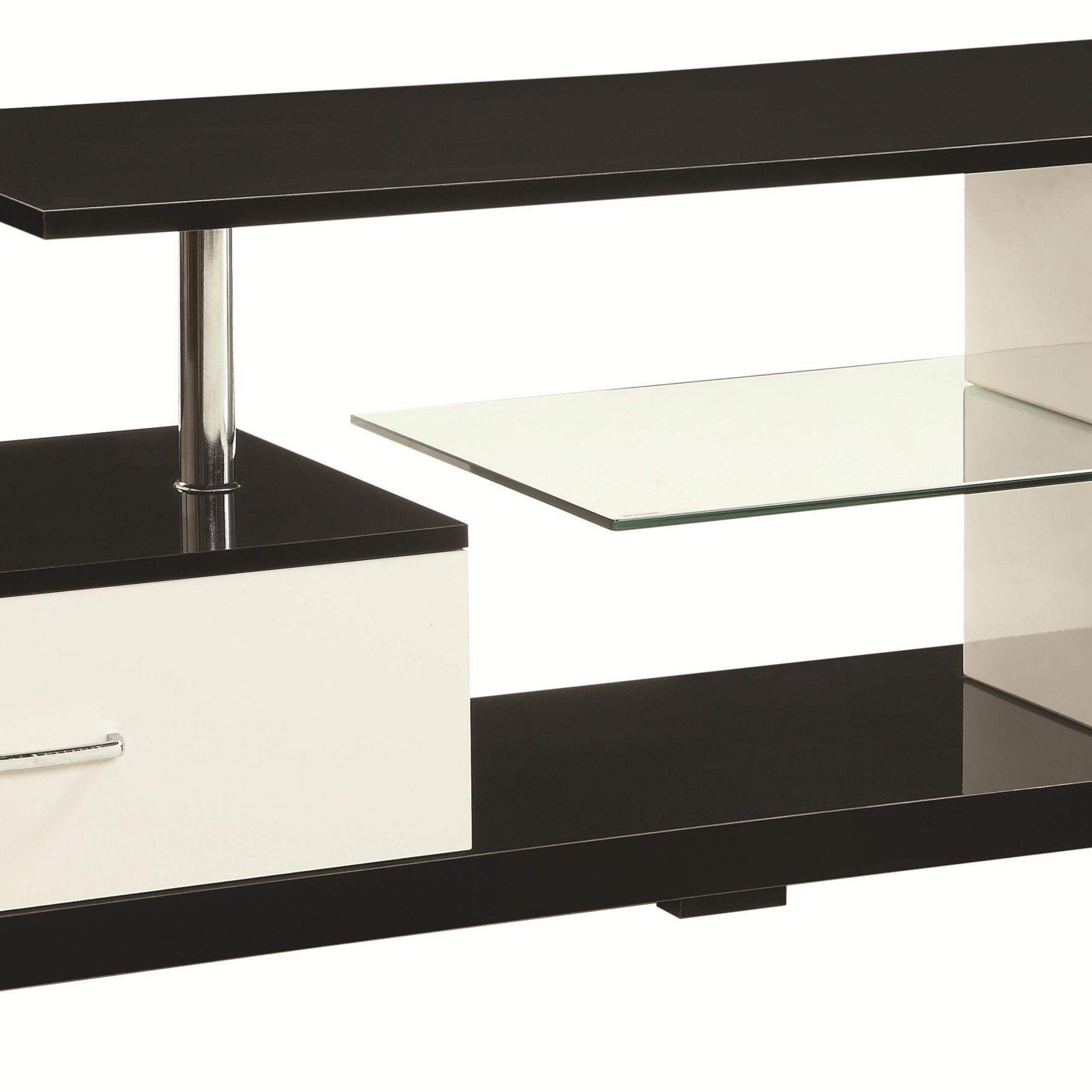 Tv Stands Black, Silver And White Tv Stand With Drawer And Throughout Rfiver Black Tabletop Tv Stands Glass Base (View 2 of 15)