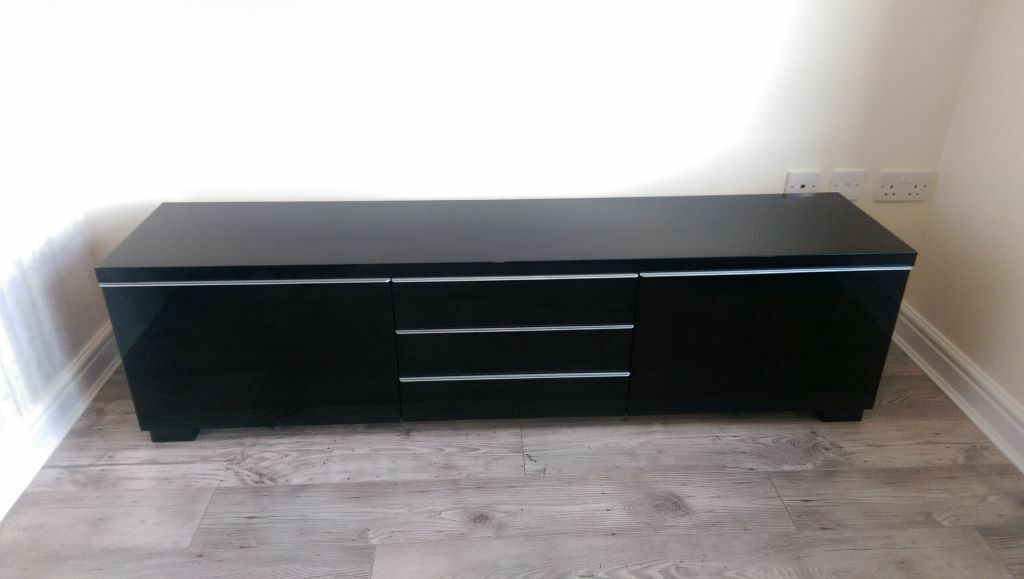 Tv Unit (ikea) – Black High Gloss Tv Entertainment And Within Tv Units Black (View 15 of 15)