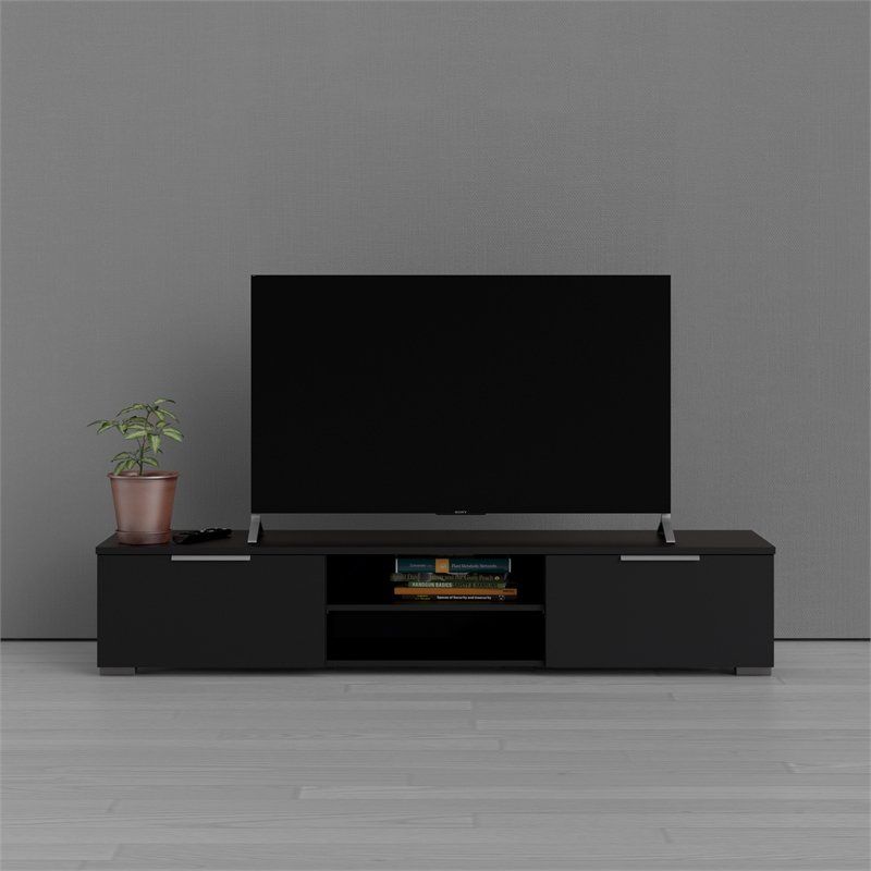 Tvilum Match 2 Drawer 2 Shelf Tv Stand, Black Matte Intended For Tv Stands With Matching Bookcases (View 11 of 15)