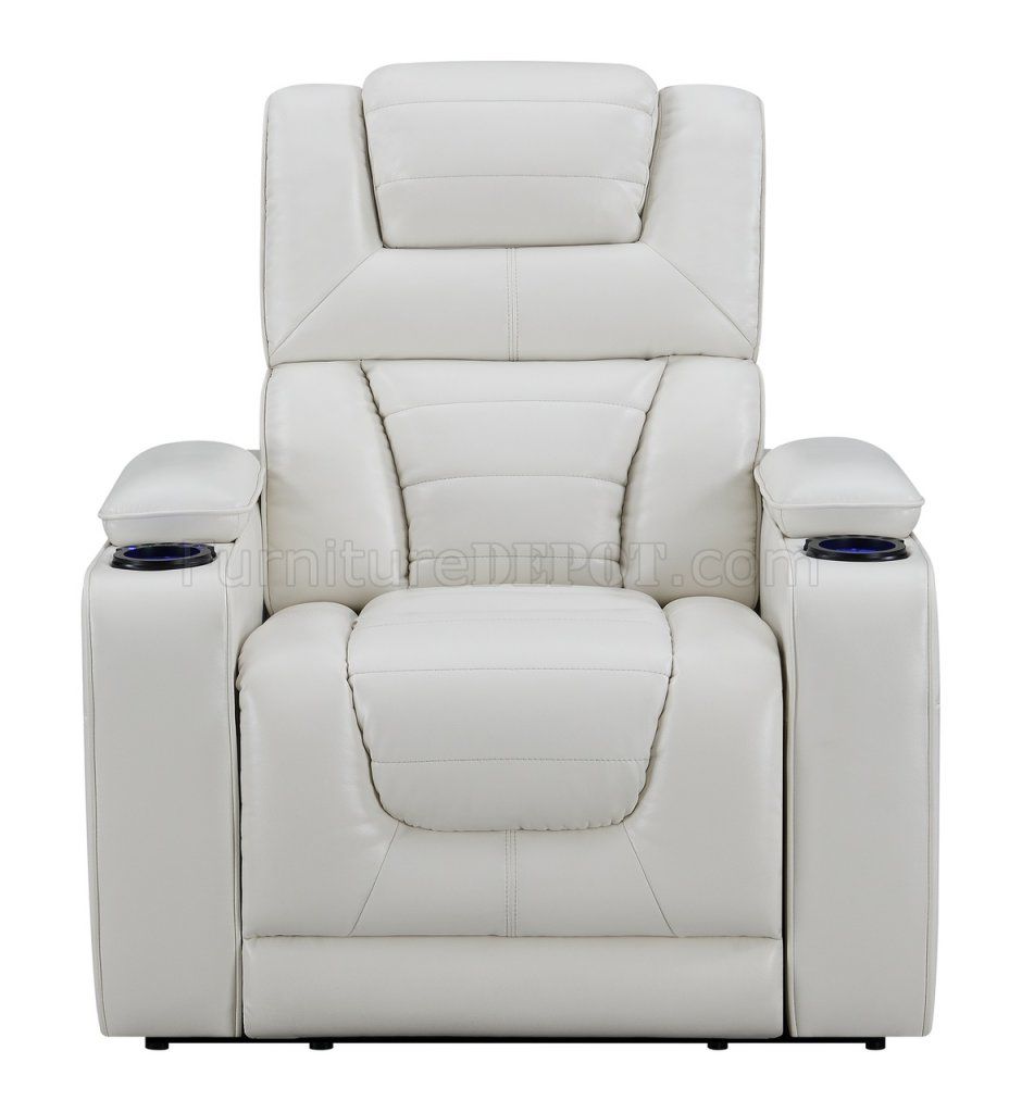 U1877 Power Motion Sofa In White Leather Gelglobal W With Regard To Walker Gray Power Reclining Sofas (View 9 of 15)
