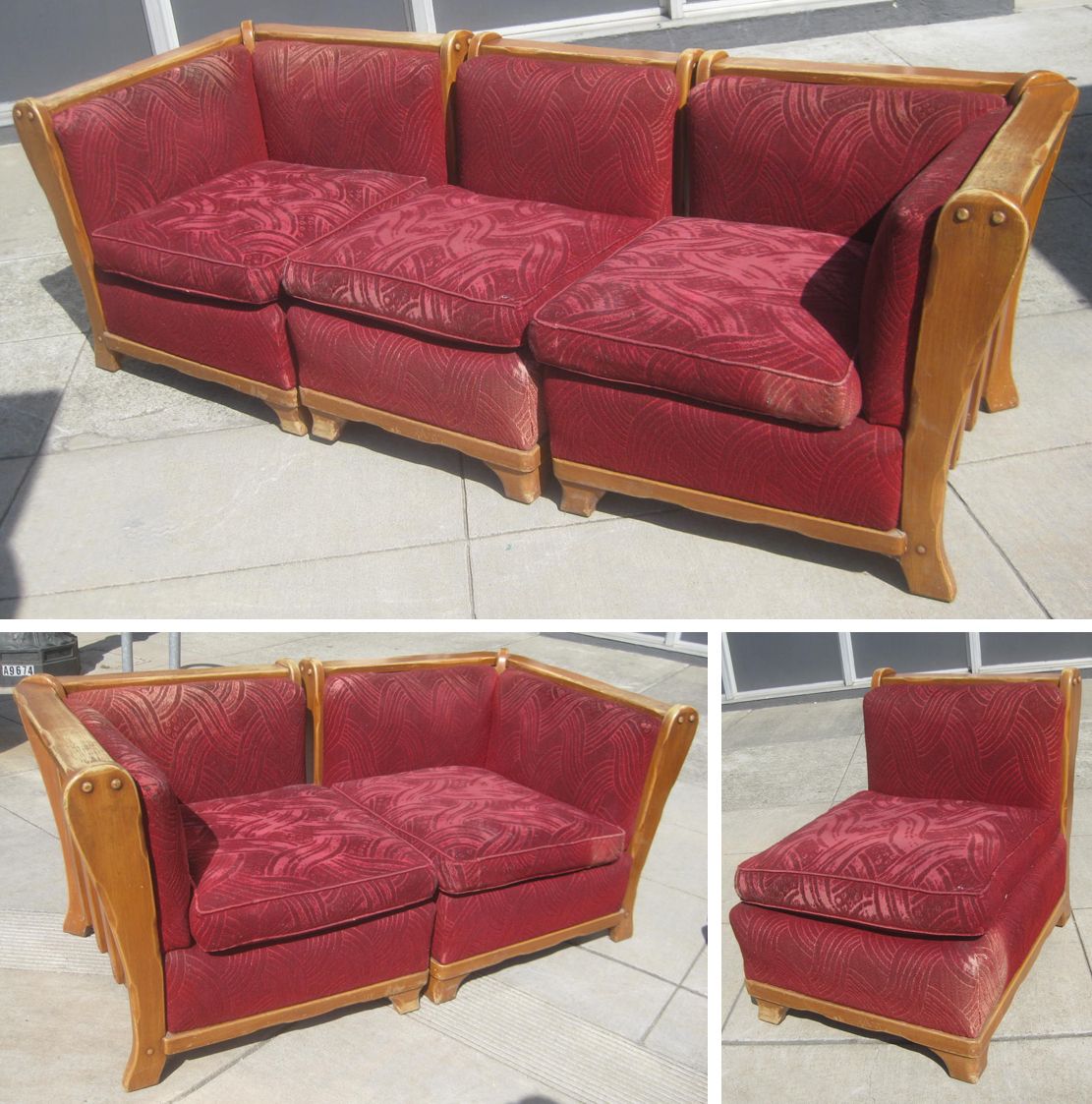 Uhuru Furniture & Collectibles: Sold – Red Velvet Sofa Throughout Strummer Velvet Sectional Sofas (View 13 of 15)