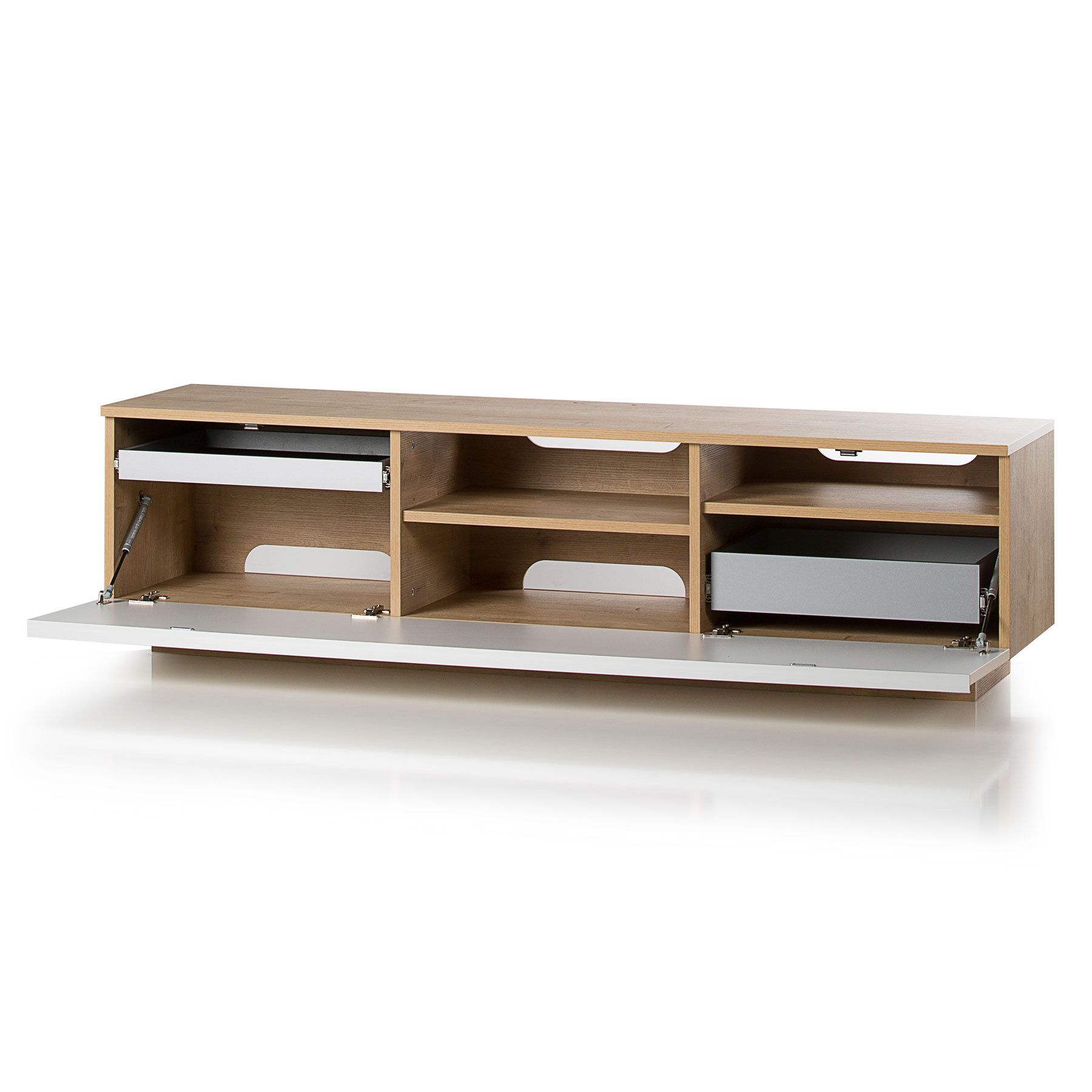 Uk Cf Fusion 160cm Oak And Cream Tv Stand For Up To 70" Tvs Throughout Cream Tv Cabinets (Photo 5 of 15)