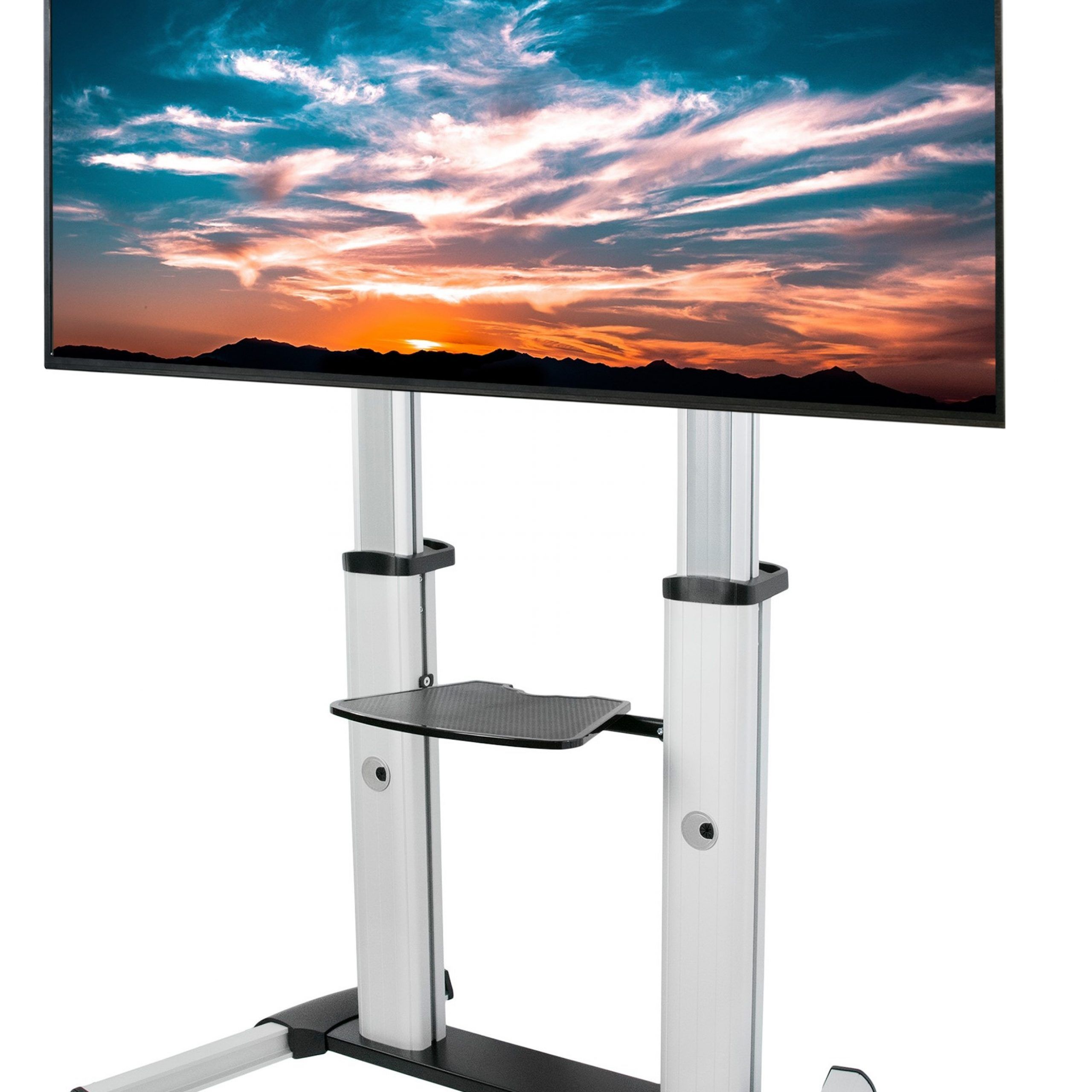 Ultra Heavy Duty Mobile Stand Tv Cart Mount | Fits 60" To Inside Mobile Tv Stands With Lockable Wheels For Corner (View 4 of 15)