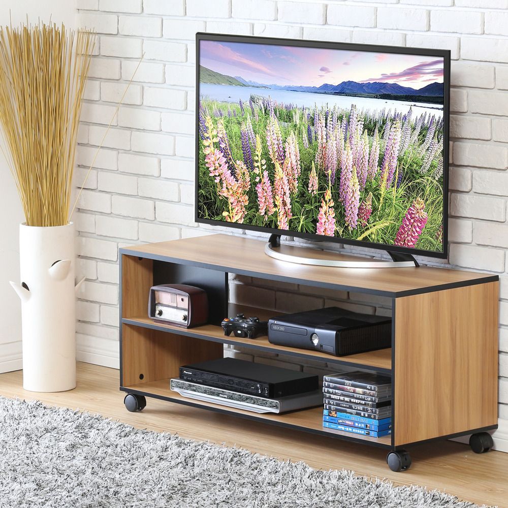 Universal Tv Stand Cabinets Home 32'' 65'' Tv Coffee Table Regarding Wooden Tv Stand With Wheels (Photo 1 of 15)
