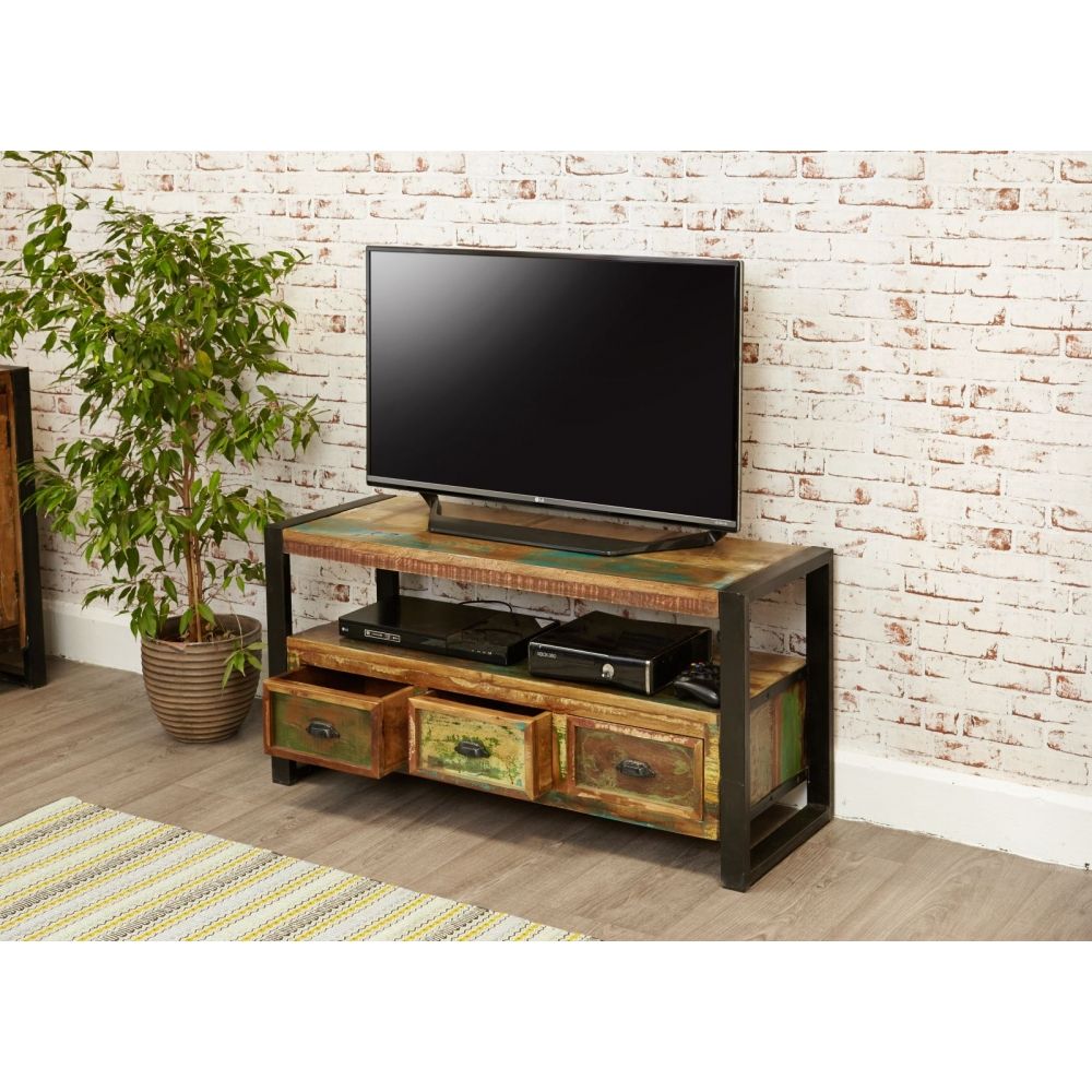 Urban Chic Reclaimed Wood Indian Furniture Television Regarding Urban Rustic Tv Stands (View 11 of 15)