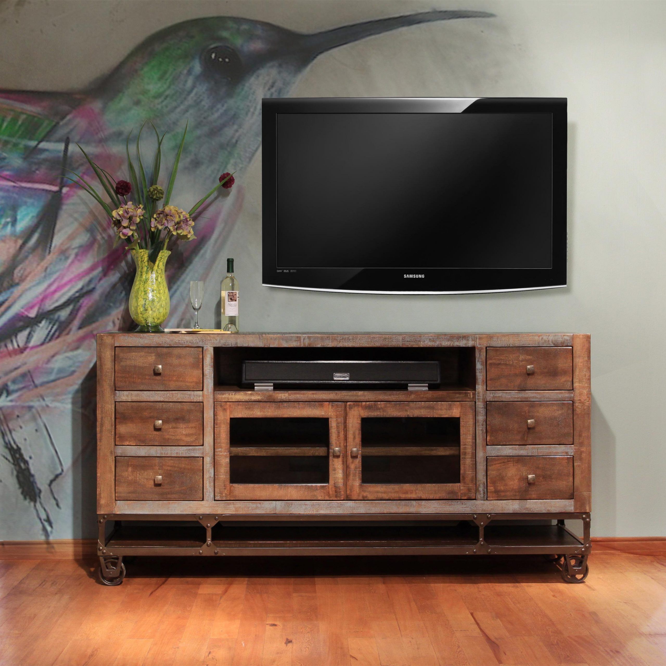 Urban Gold 76" Solid Wood Tv Stand | Williams & Kay | Tv Pertaining To Gold Tv Stands (View 3 of 15)