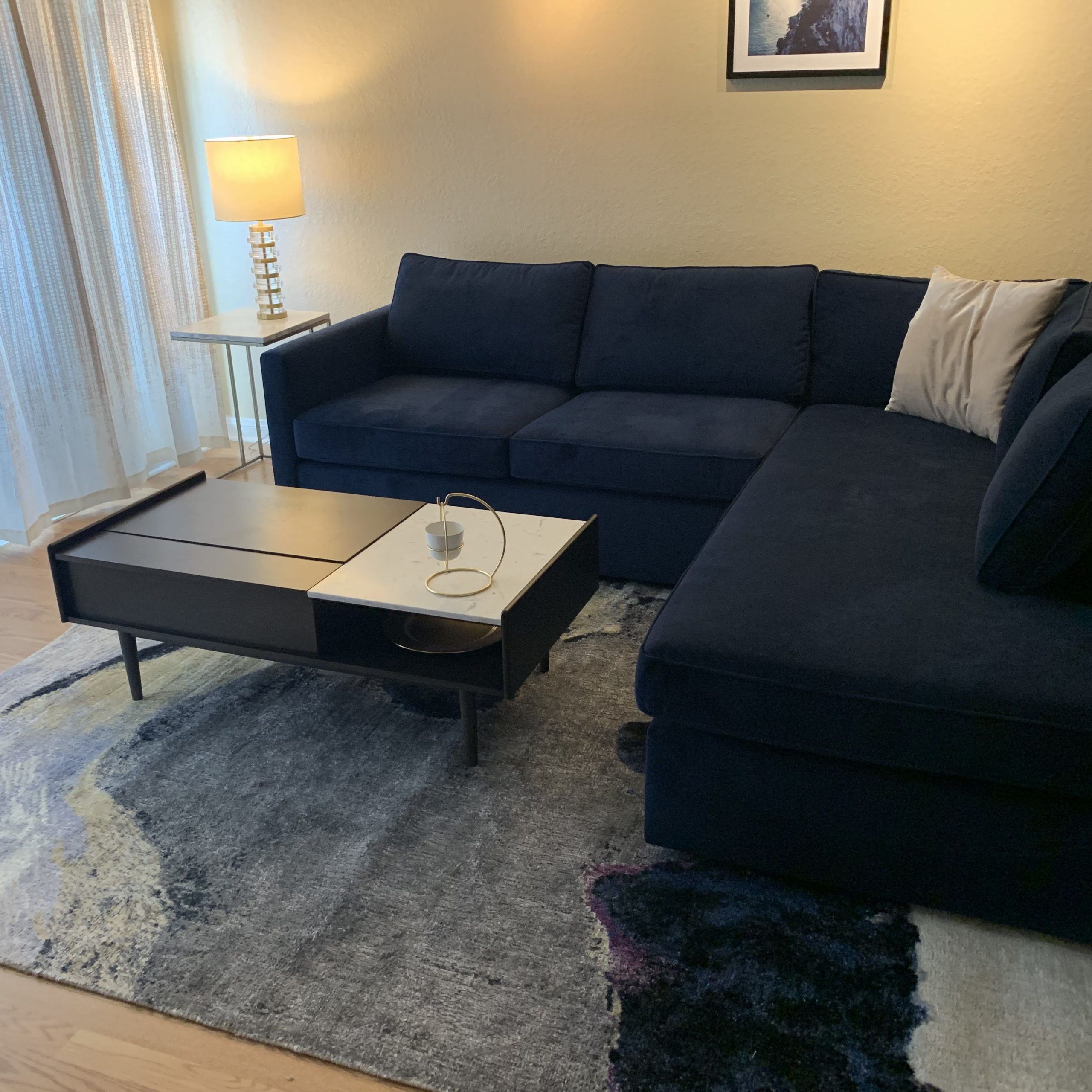 Velvet Couch Ink Blue Mid Century Modern | Velvet Couch Regarding Dulce Mid Century Chaise Sofas Dark Blue (Photo 10 of 15)