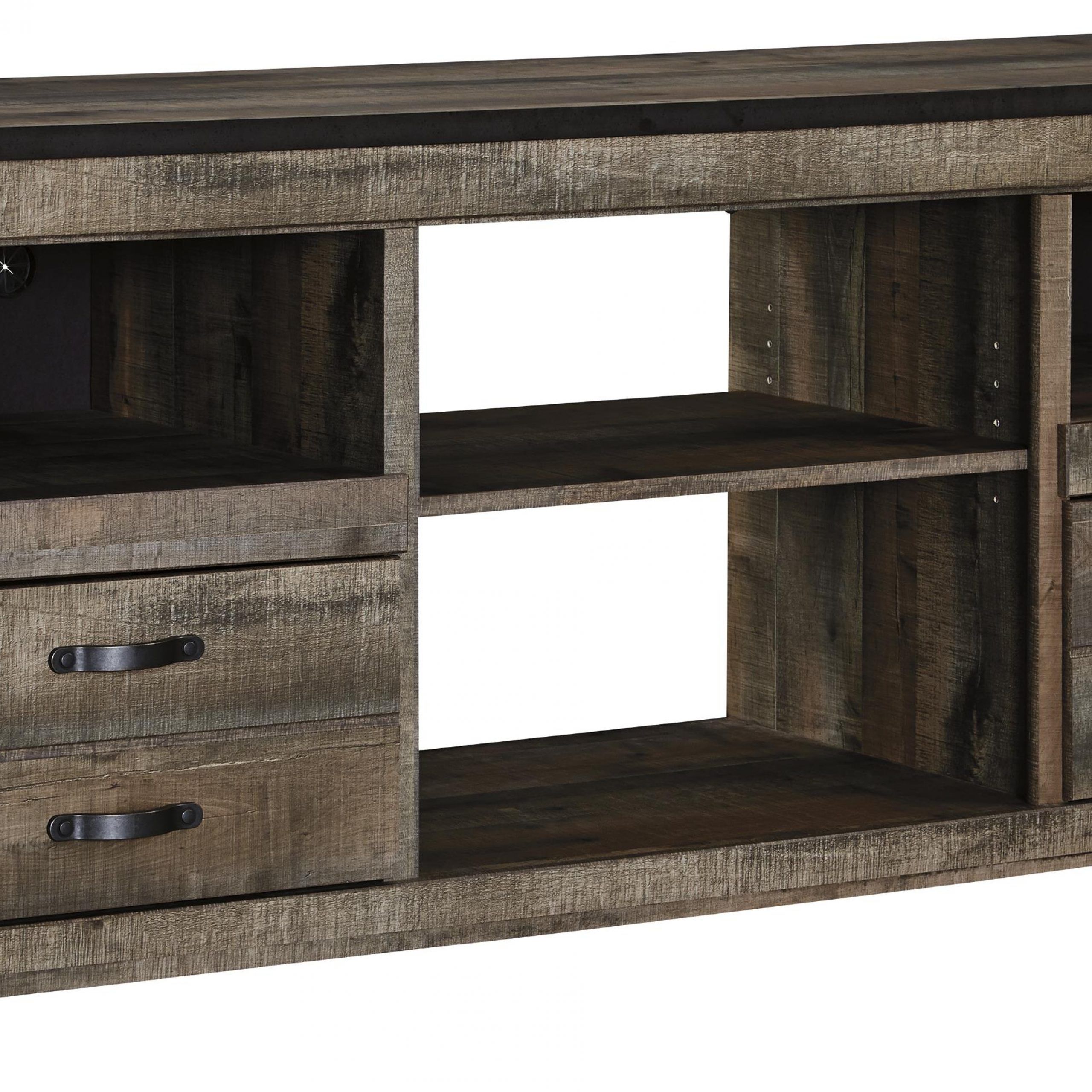 Vendor 3 Trinell 0170085 Rustic Large Tv Stand With Metal Throughout Chromium Extra Wide Tv Unit Stands (View 10 of 15)