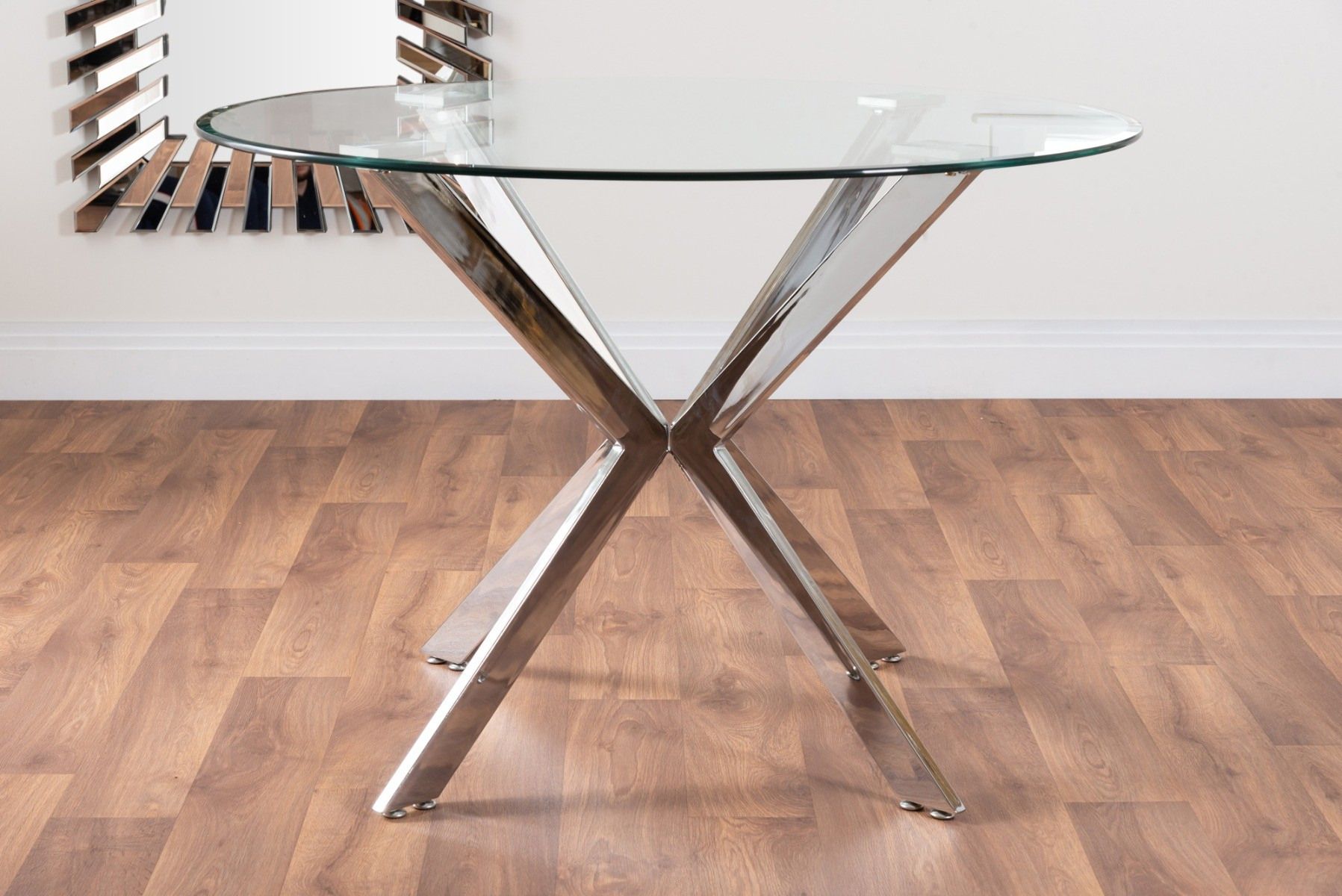 Venice Glass Chrome Table & 4 Milan Chairs | Furniturebox Inside Milan Glass Tv Stands (View 13 of 15)
