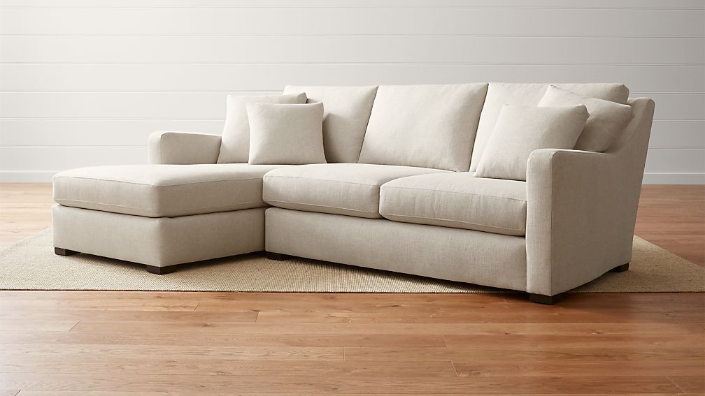 Verano Left Arm Beige Sectional With Chaise | Crate And Barrel With Hugo Chenille Upholstered Storage Sectional Futon Sofas (View 13 of 15)