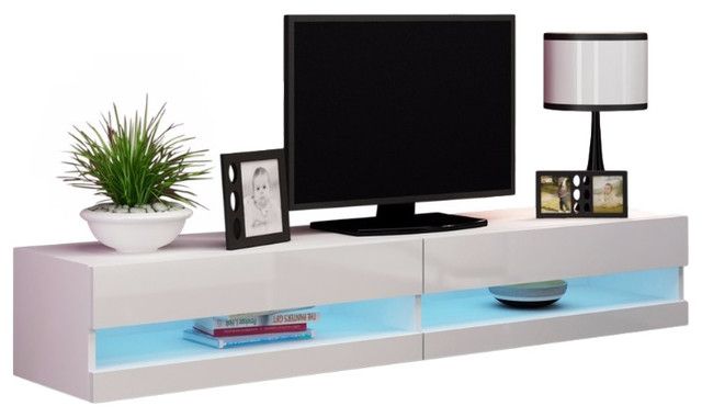 Vigo 180 Led Wall Mounted Floating Tv Stands Fits 80" Tv Inside White Wall Mounted Tv Stands (View 14 of 15)
