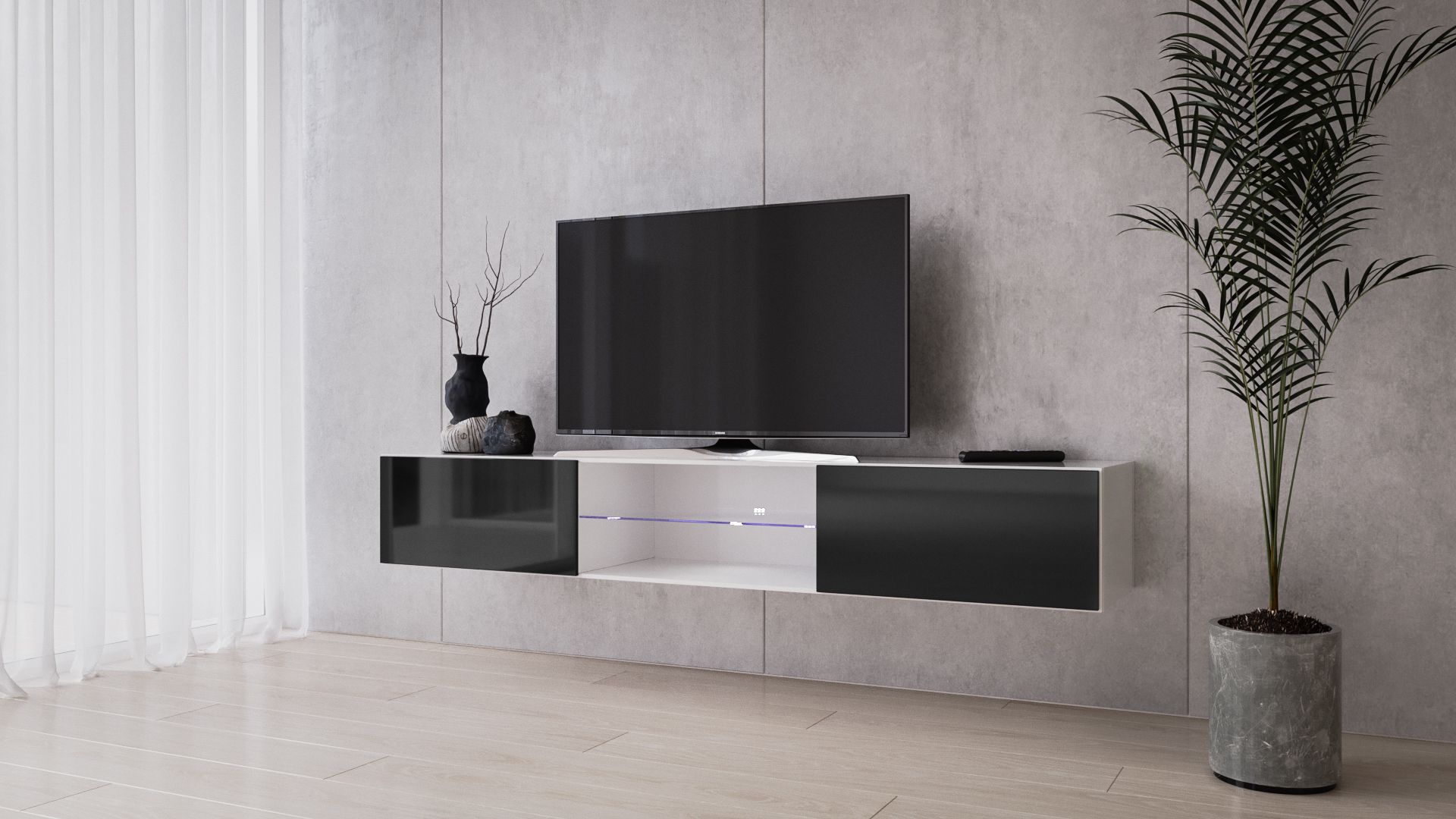 Vigo Glass Tv Stand White/ Black Floating Tv Stand For Up With Regard To Glass Front Tv Stands (View 9 of 15)
