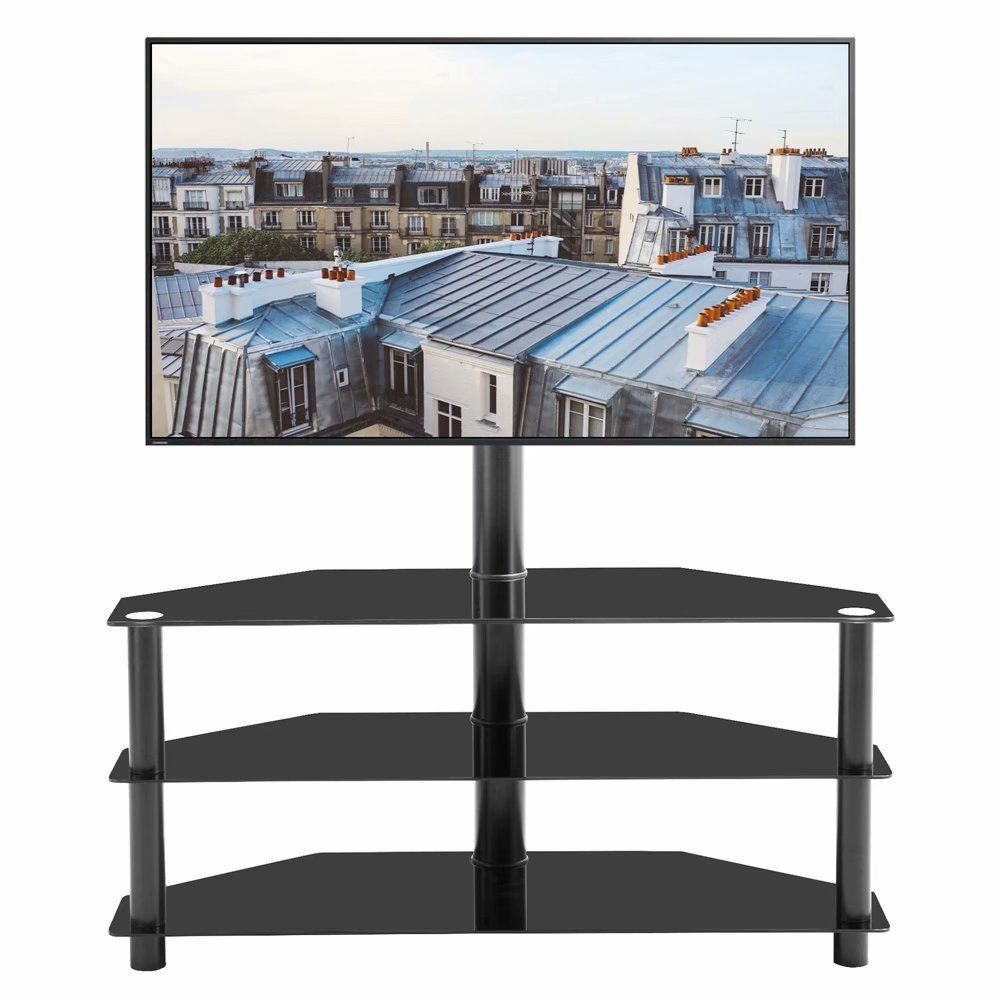 Vik Tech Modern Floor Tv Stand For Tvs Up To 32 65" Wide Regarding Rfiver Modern Black Floor Tv Stands (View 9 of 15)