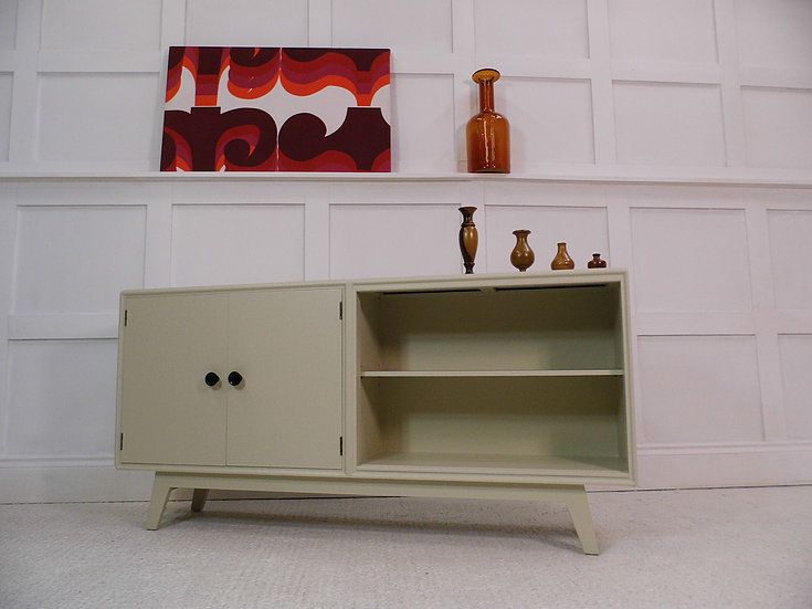 Vintage Retro Meredew Painted Farrow & Ball Long Low In Long Low Tv Cabinets (Photo 9 of 15)