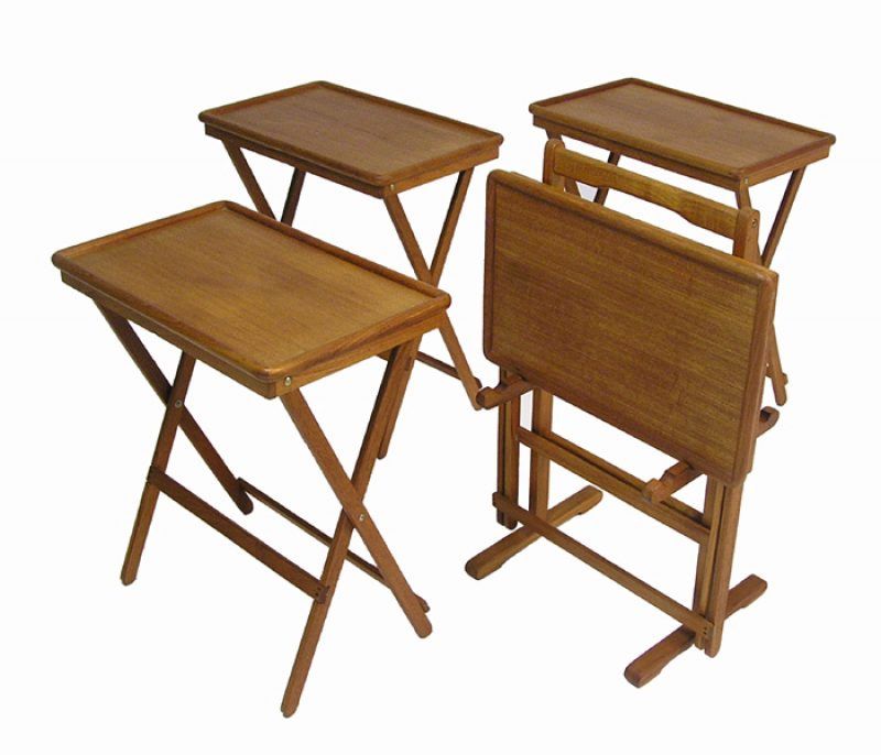 Vintage Teak Tv Tray Tables And Stand – Hoopers Modern For Folding Tv Tray Sets With Storage Stands (View 8 of 15)