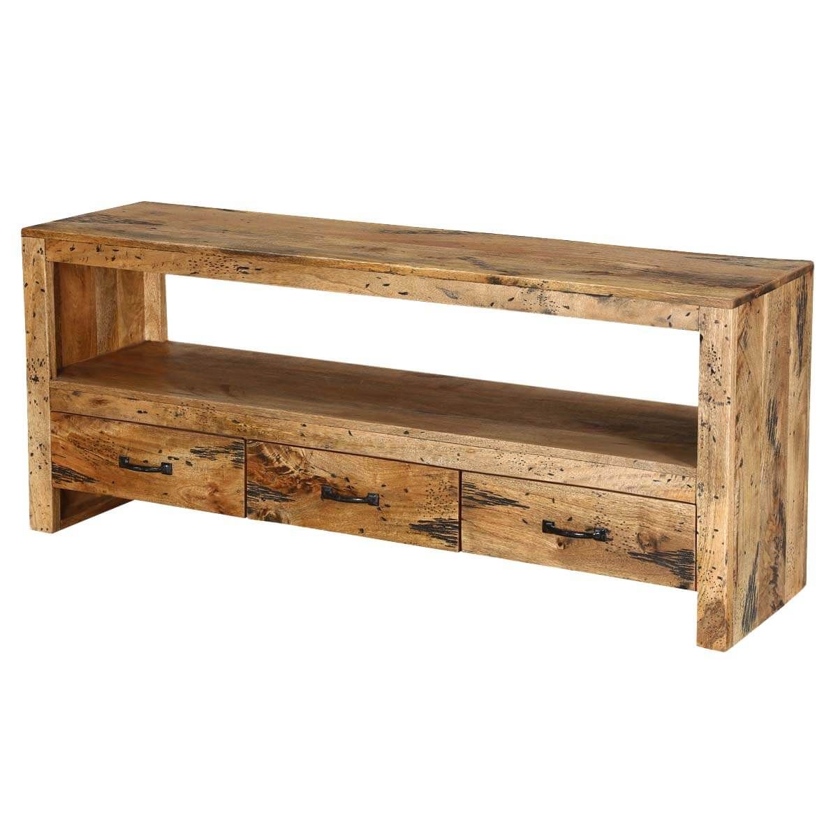 Virginia Smart Handcrafted Mango Wood 57" Wide Rustic Tv Stand For Mango Wood Tv Stands (Photo 8 of 15)