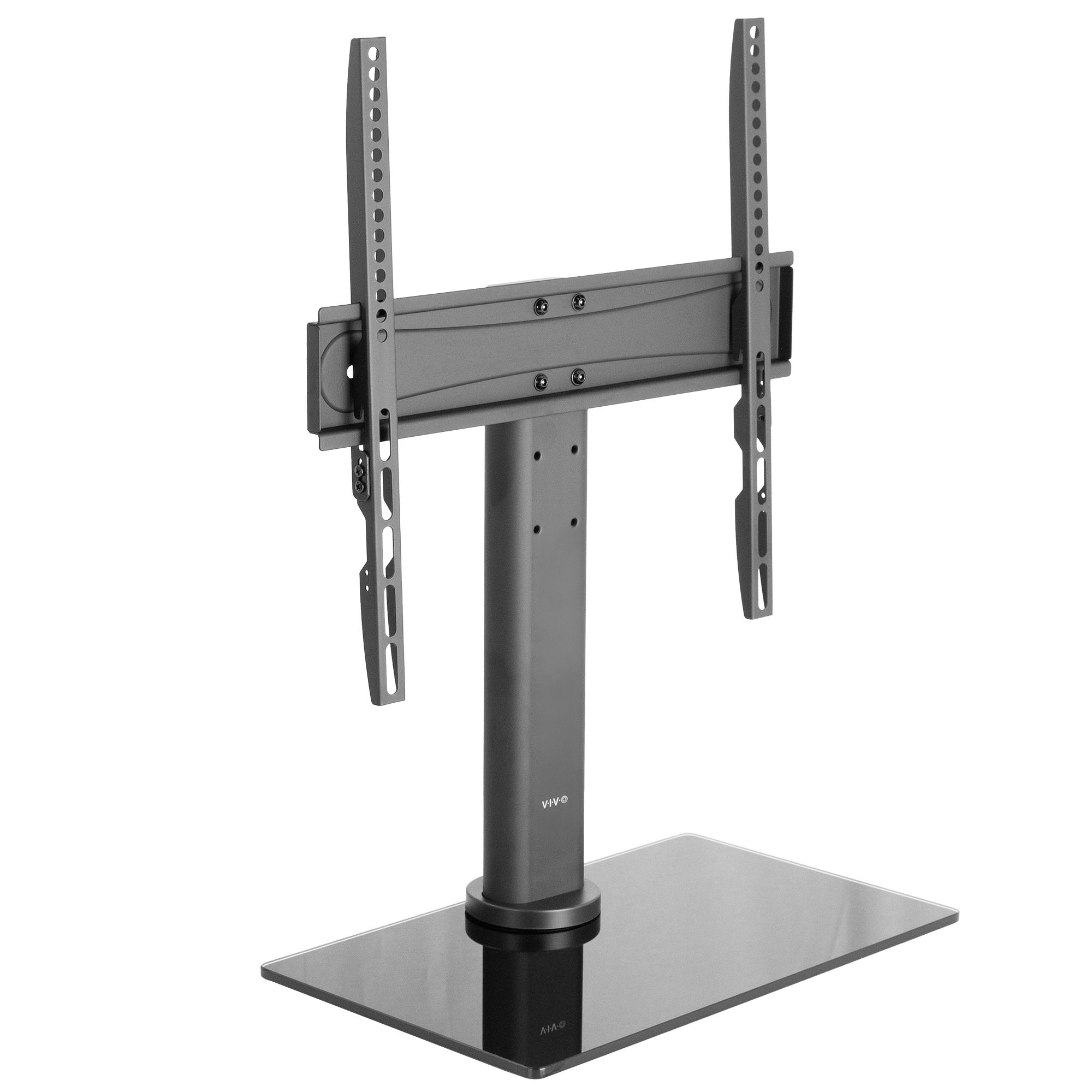 Vivo Black Universal Tv Stand For 32" To 55" Flat Screens Regarding Swivel Black Glass Tv Stands (View 4 of 15)