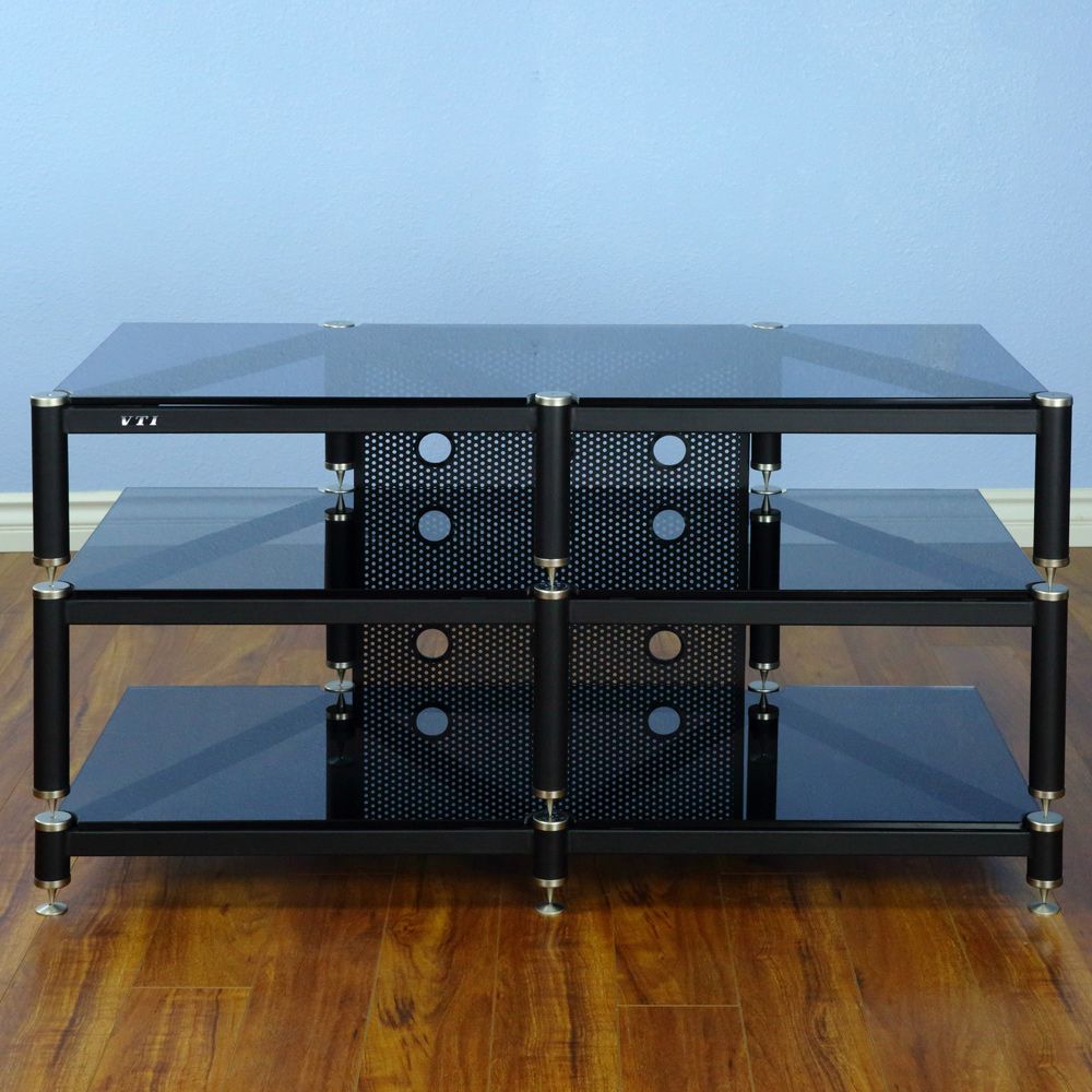 Vti Blg503 Series – 3 Shelf Audio Rack Tv Stand Up To 55 In Glass Shelves Tv Stands For Tvs Up To 50" (Photo 7 of 15)