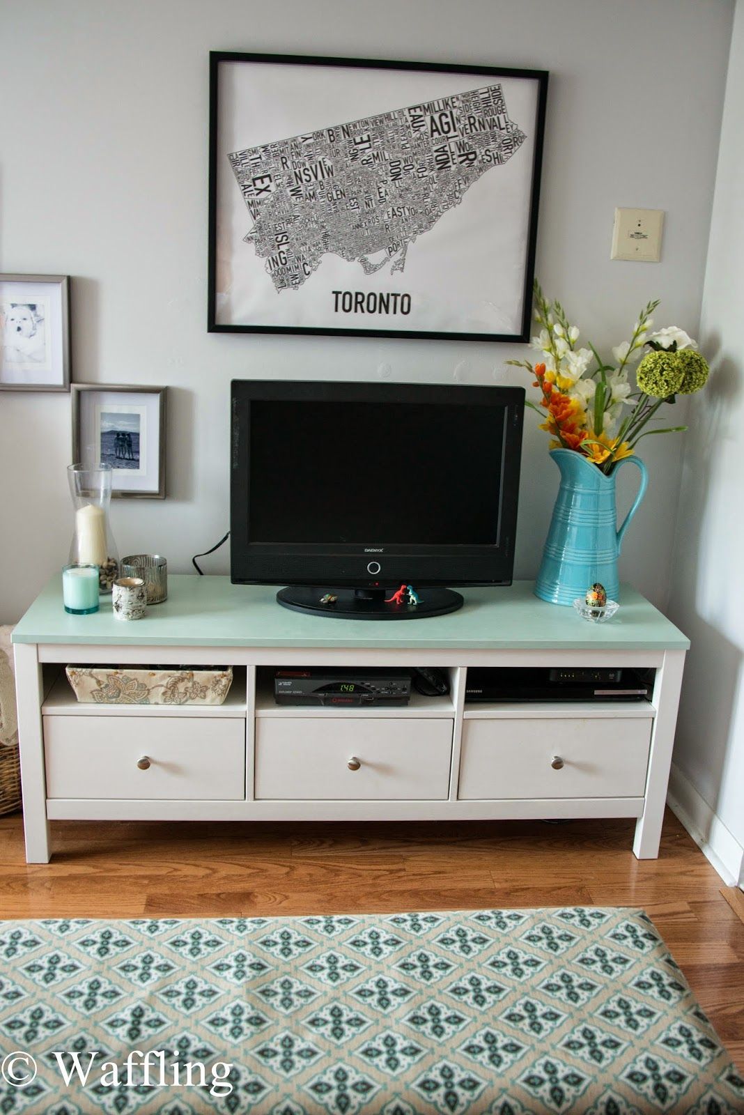 Waffling: Tv Stand Update With Chalk Paint® | Furniture Inside White Painted Tv Cabinets (View 2 of 15)