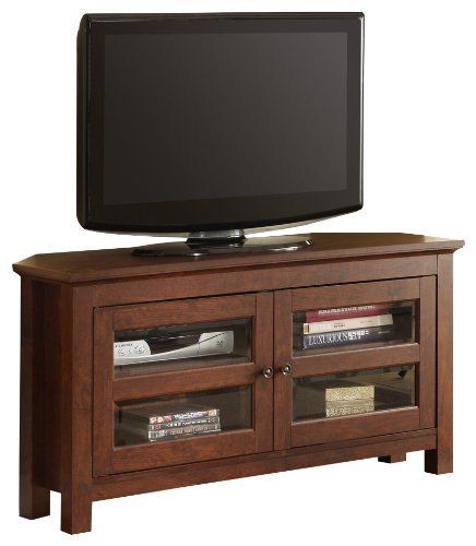 Walker Edison 44 Inch Corner Wood Tv Stand Console For Exhibit Corner Tv Stands (Photo 7 of 15)