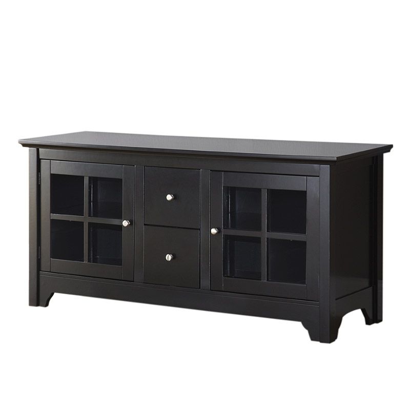 Walker Edison 52 Wood Tv Console With 2 Drawers – Matte With Regard To Black Tv Stands With Drawers (View 9 of 15)