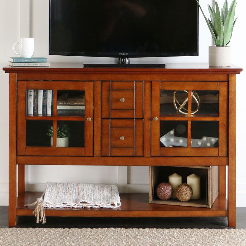 Walker Edison 55 Inch Highboy Table Tv Stand Rustic Brown Throughout Cheap Rustic Tv Stands (View 5 of 15)