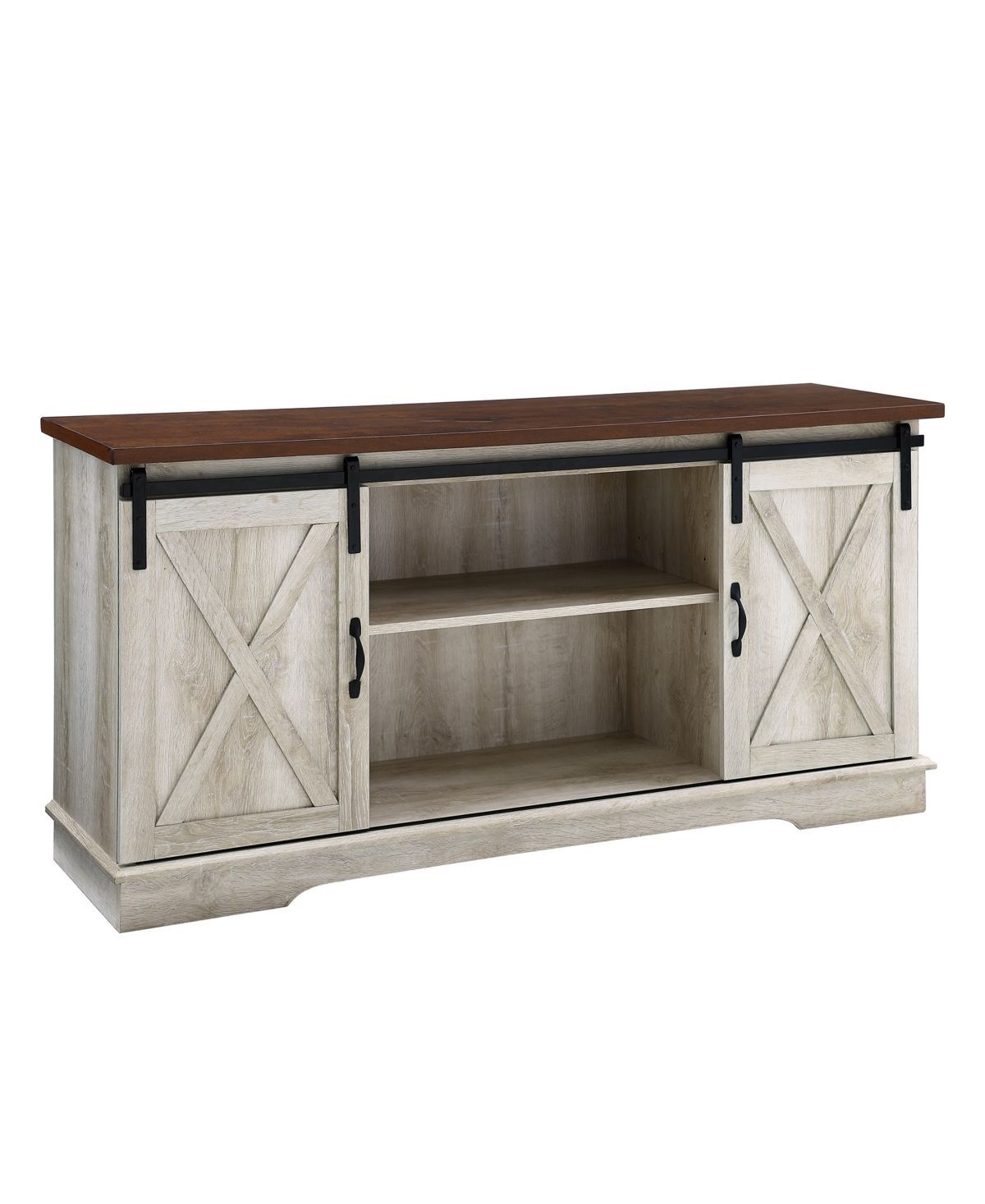 Walker Edison 58" Farmhouse Tv Stand With Sliding Barn In Jaxpety 58&quot; Farmhouse Sliding Barn Door Tv Stands (View 1 of 15)