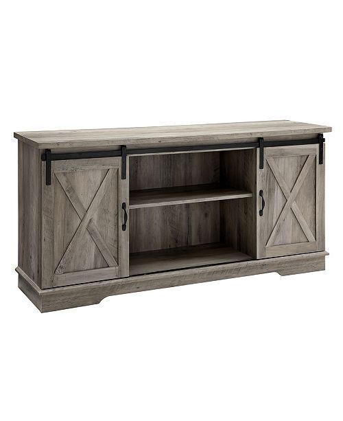 Walker Edison 58" Farmhouse Tv Stand With Sliding Barn Pertaining To Jaxpety 58&quot; Farmhouse Sliding Barn Door Tv Stands (View 10 of 15)