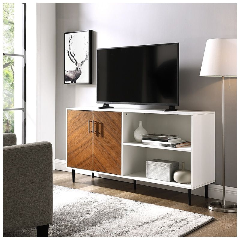 Walker Edison 58" Modern Wood Tv Stand Storage Cabinet For Contemporary Wood Tv Stands (View 4 of 15)