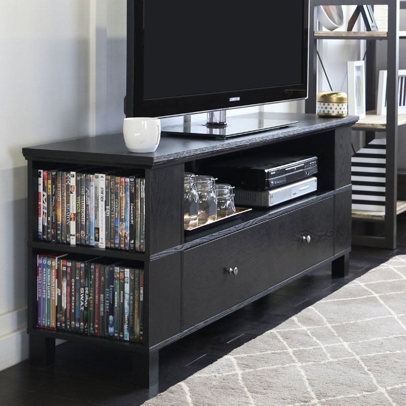 Walker Edison 65 Inch Tv Stand With Multimedia Storage Within Black Tv Stands (Photo 3 of 15)