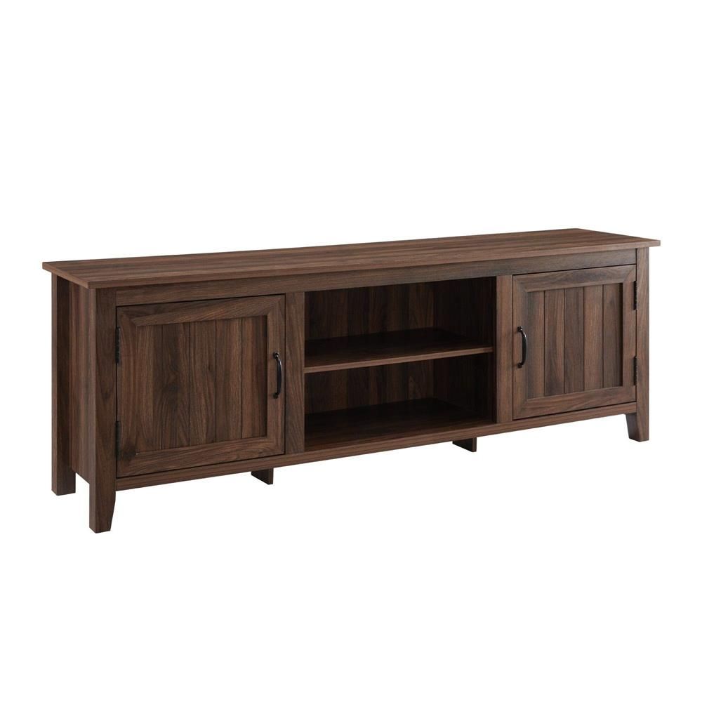 Walker Edison 70 In. Modern Farmhouse Wood Tv Stand (dark Intended For Dark Wood Tv Stands (Photo 11 of 15)