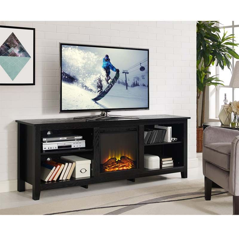 Walker Edison 70 Inch Tv Stand With Electric Fireplace Intended For Glass Tv Stands For Tvs Up To 70" (View 15 of 15)