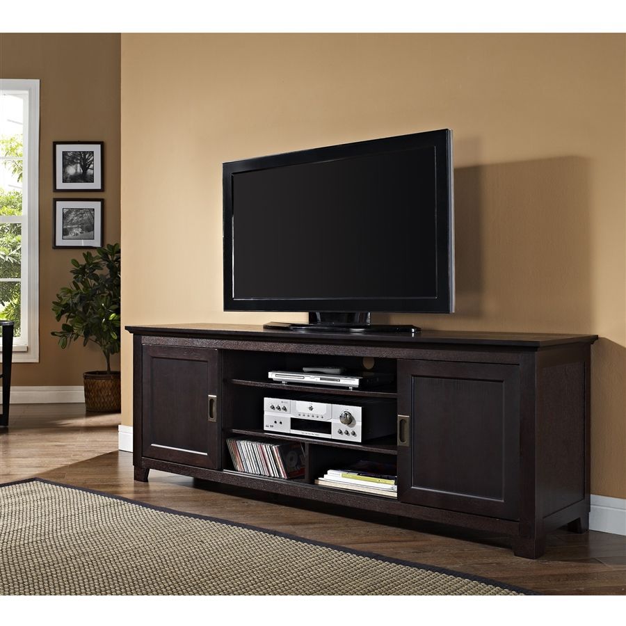 Walker Edison 70 | Tv Stand Wood, Sliding Door Tv Stand Throughout Light Oak Tv Stands Flat Screen (View 5 of 15)