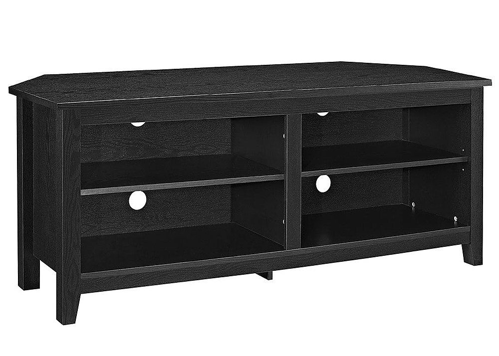 Walker Edison Corner Open Shelf Tv Stand For Most Flat In Black Corner Tv Stands For Tvs Up To  (View 10 of 15)