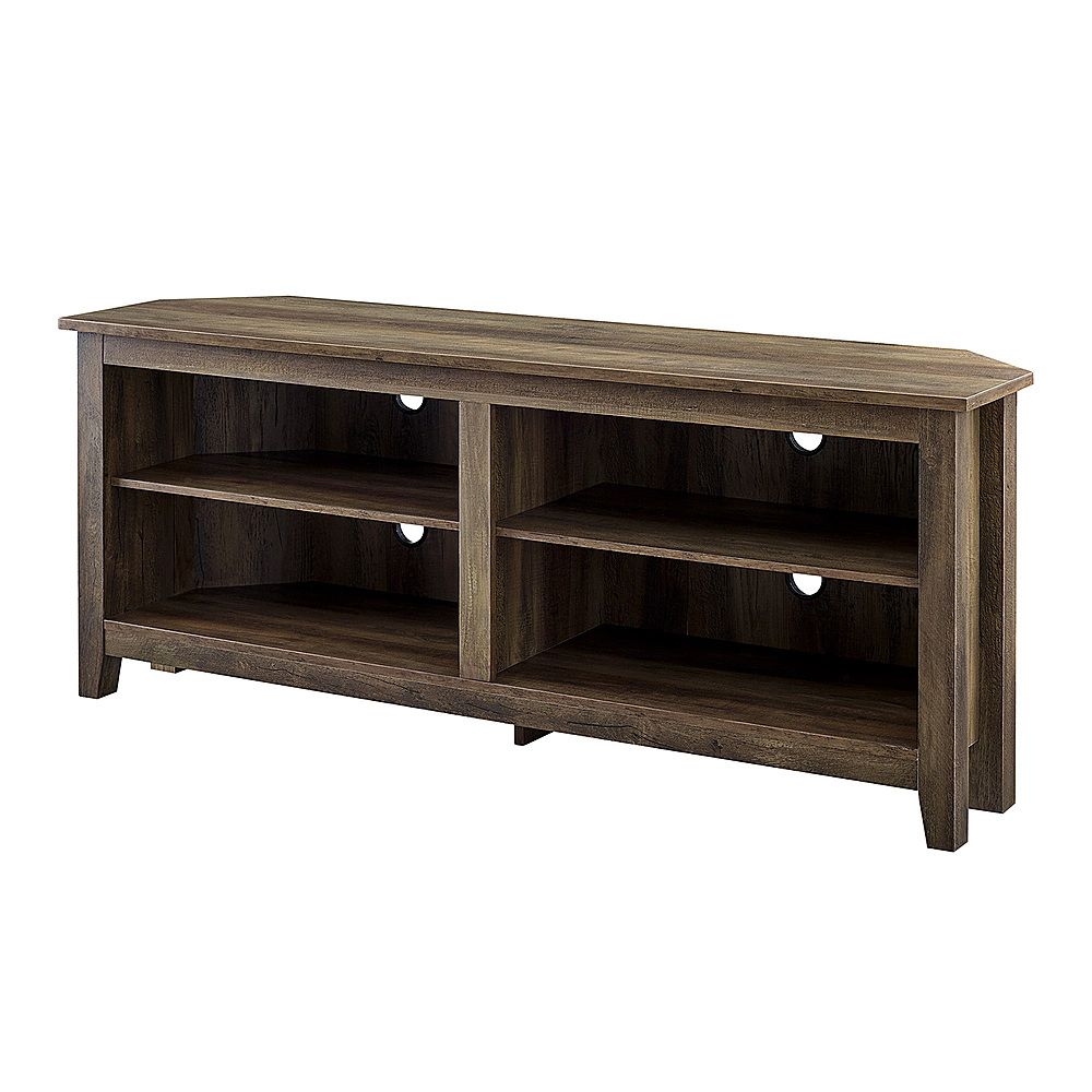 Walker Edison Corner Open Shelf Tv Stand For Most Flat Intended For 60&quot; Corner Tv Stands Washed Oak (View 5 of 15)