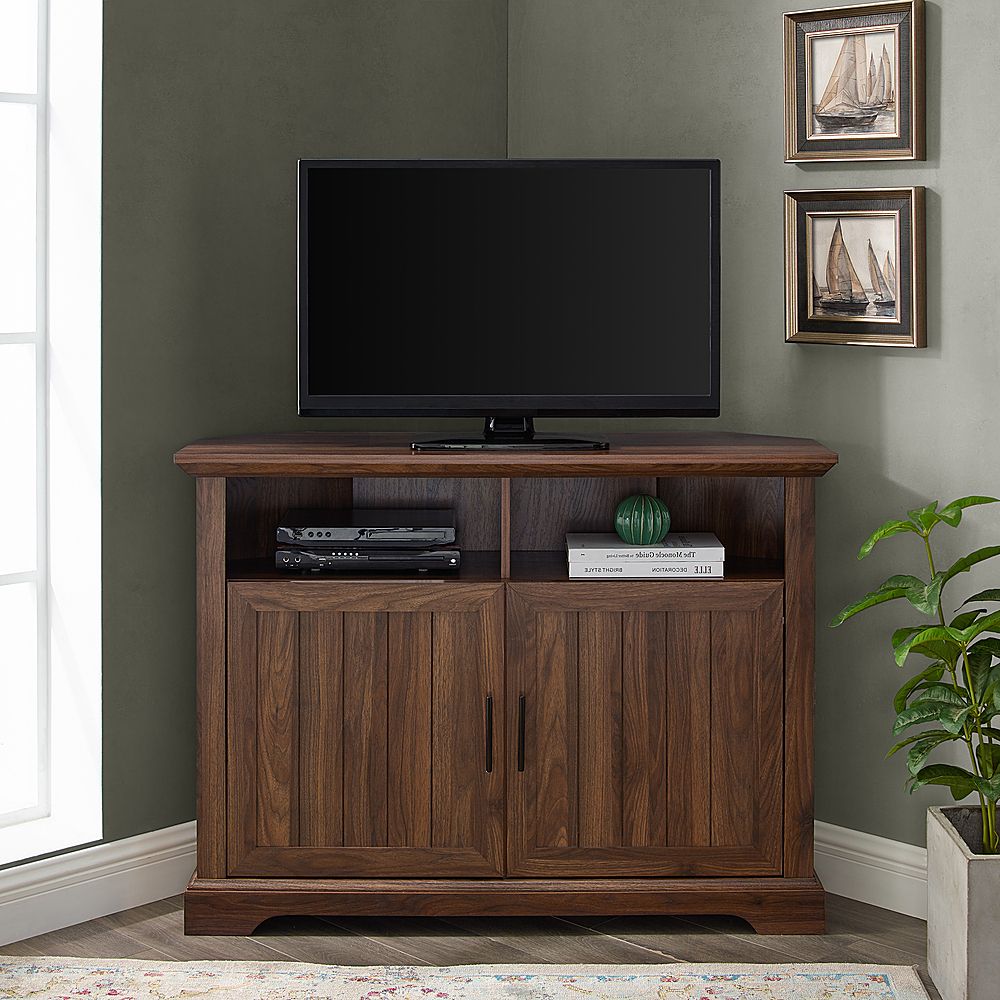 Walker Edison Corner Tv Stand For Most Tvs Up To 50" Dark Intended For Camden Corner Tv Stands For Tvs Up To 50" (View 1 of 15)
