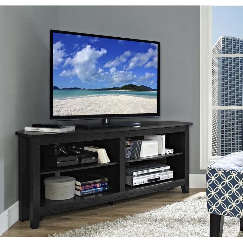 Walker Edison Essentials 60 Inch Corner Tv Stand Matte Pertaining To Tv Stands Rounded Corners (View 11 of 15)