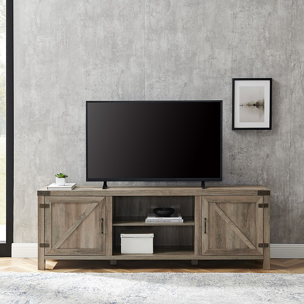 Walker Edison Farmhouse Barn Door Tv Stand For Most Tvs Up In Farmhouse Sliding Barn Door Tv Stands For 70 Inch Flat Screen (View 10 of 15)