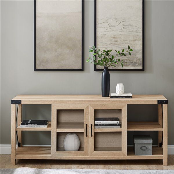 Walker Edison Farmhouse Tv Cabinet – 60 In X 25 In – White Regarding Walker Edison Farmhouse Tv Stands With Storage Cabinet Doors And Shelves (View 5 of 15)
