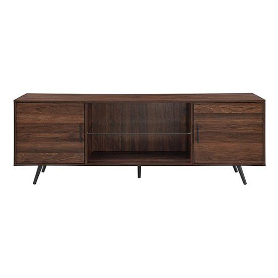 Walker Edison Mid Century Modern Tv Console For Most Flat Within Desert Fields Thea Mid Century Two Door Tv Stands In Dark Walnut (View 14 of 15)