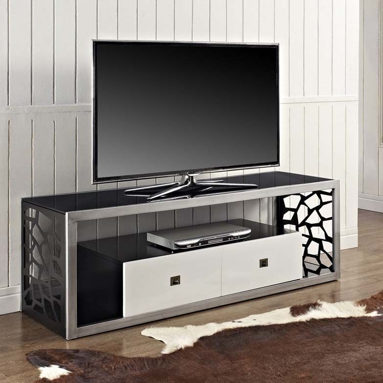 Walker Edison Modern Mosaic 65 Inch Tv Stand (silver And Intended For Black Modern Tv Stands (Photo 8 of 15)