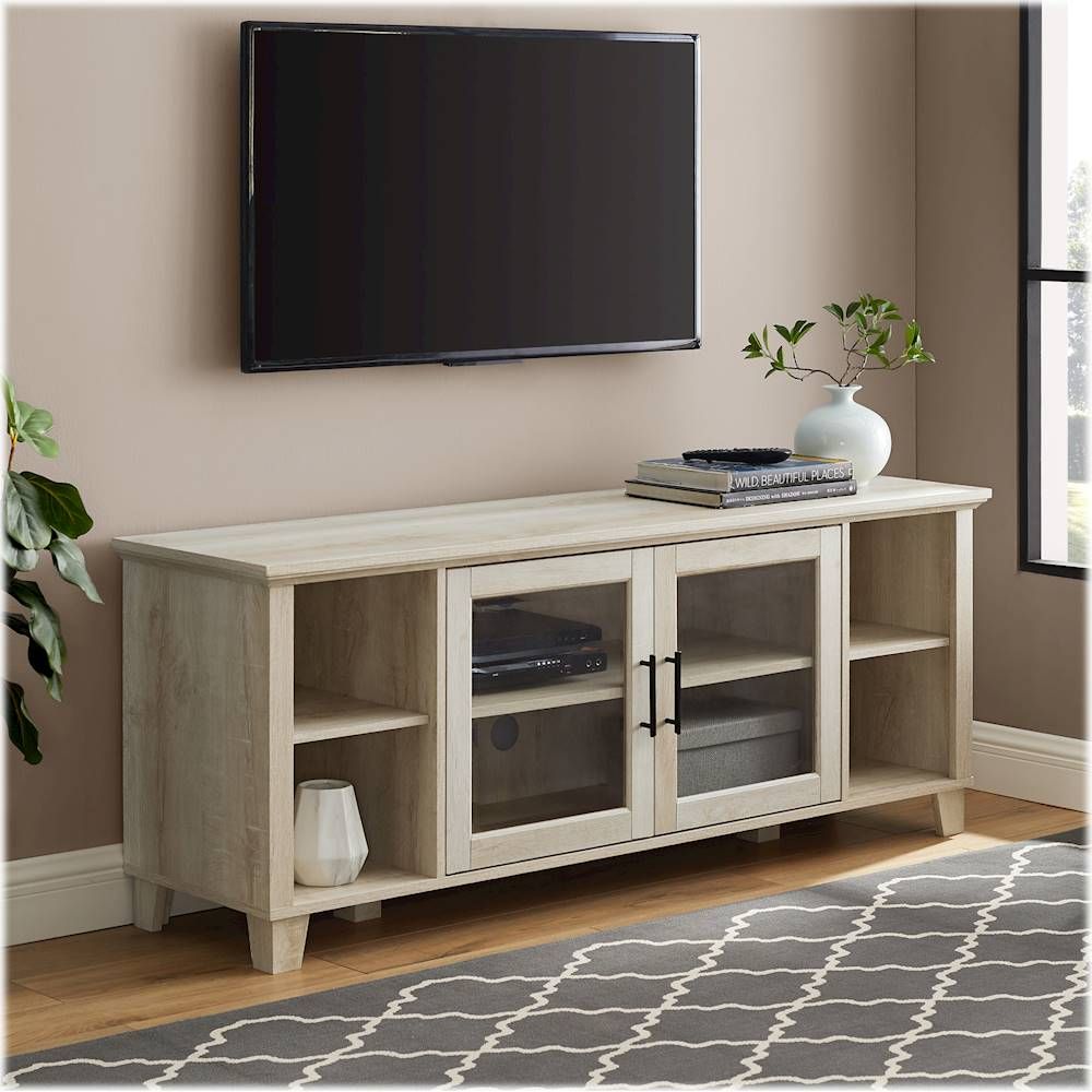 Walker Edison Rustic Farmhouse Columbus Tv Stand Cabinet Inside Rustic White Tv Stands (View 1 of 15)